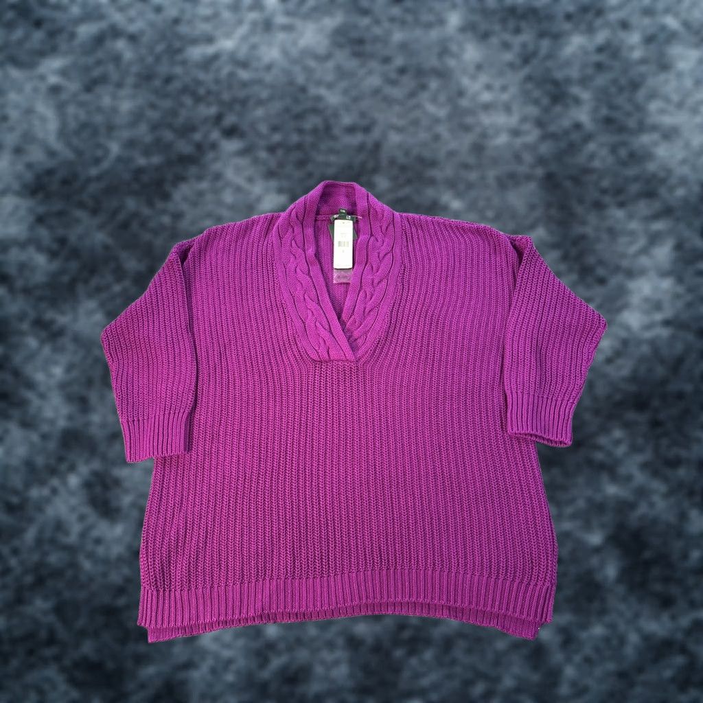 Ralph Lauren Lauren Ralph Vneck Sweater Womens Purple Chunky Knit Heavyweight Size XXL / US 16-18 / IT 52-54 - 1 Thumbnail