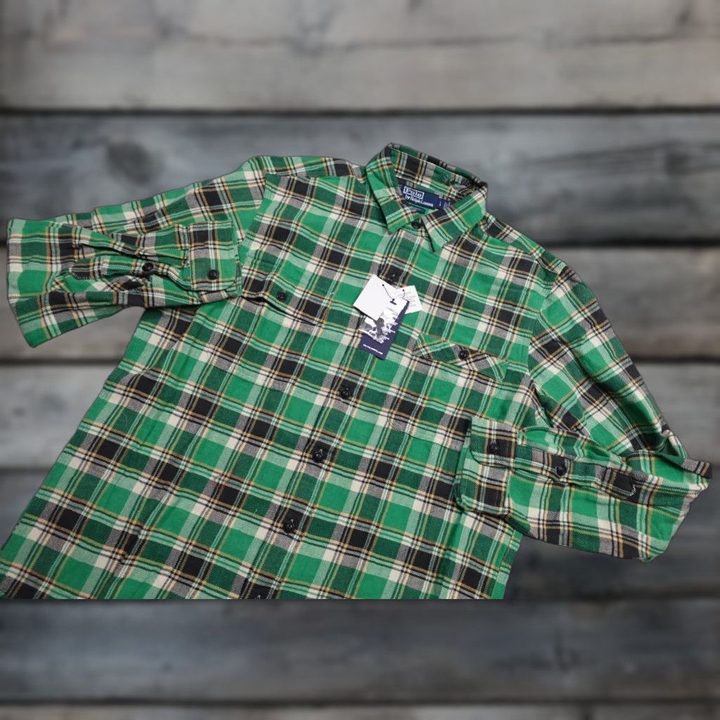 Polo Ralph Lauren Polo Ralph Lauren Button-Up Shirt Mens L Twill Plaid Green Chin Strap New Size US L / EU 52-54 / 3 - 1 Thumbnail