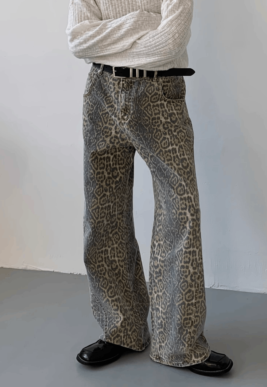Other Unisex Retro Camo Leopard Jeans Size 25" / US 0 / IT 36 - 2 Thumbnail