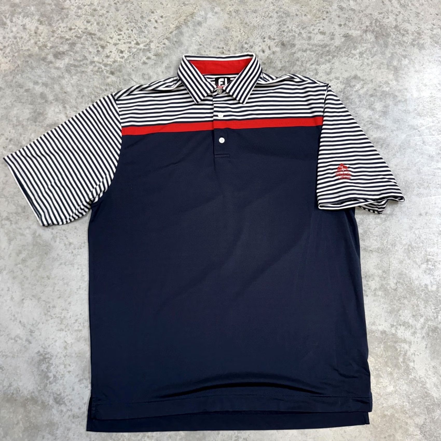 Footjoy FootJoy Polo Shirt Mens XL Blue Navy Stripe Kinderlou Forest Golf Performance Short Sleeve Collared Shirt Mens XS-XL Size US XL / EU 56 / 4 - 2 Thumbnail