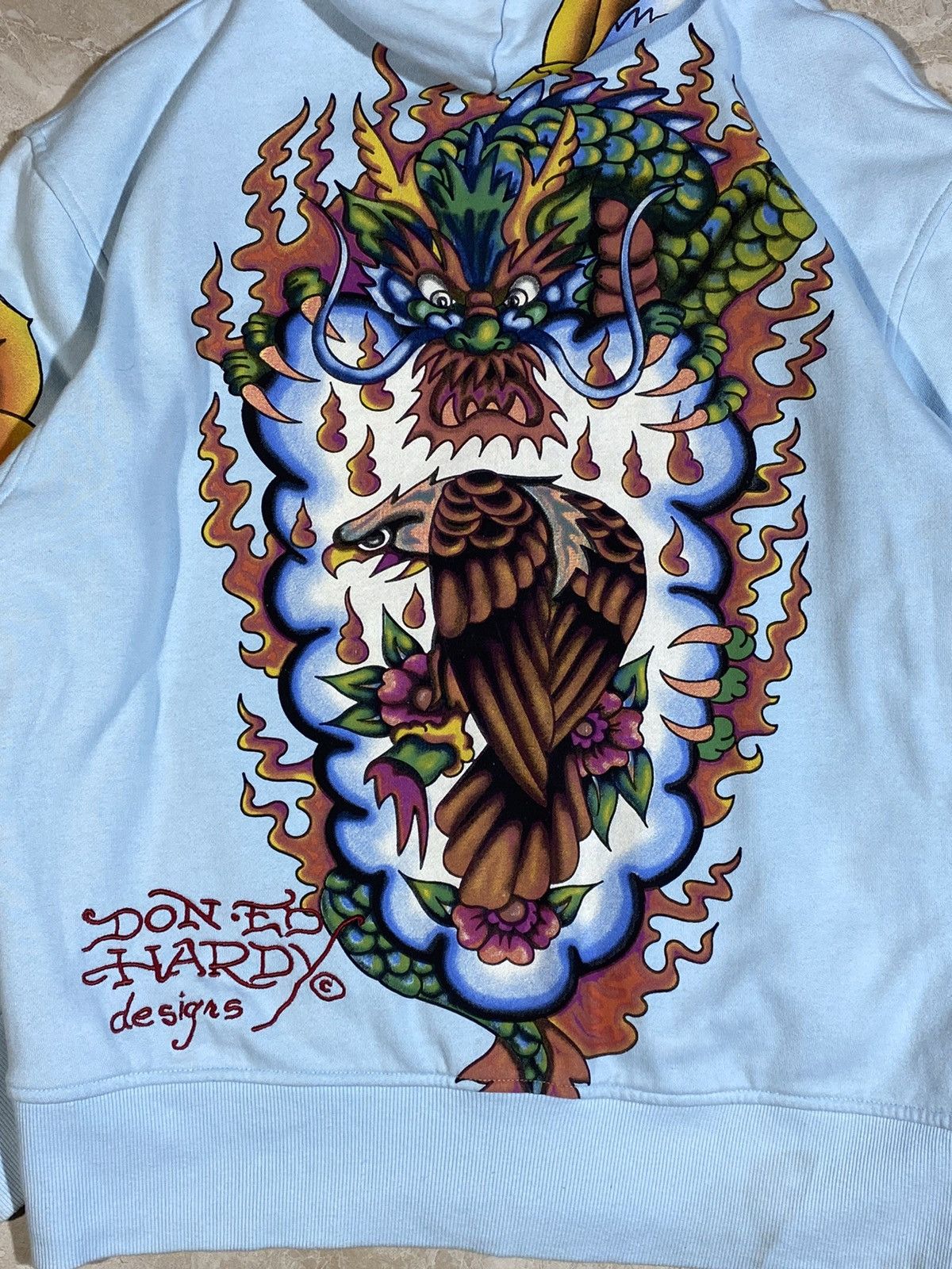 Ed Hardy × Japanese Brand Ed Hardy y2k hype streetwear style light blue zip hoodie Size US M / EU 48-50 / 2 - 14 Thumbnail