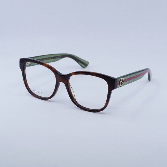 Gucci 🕶️ New Gucci GG0038ON 002 Eyeglasses - Havana/Green Frame Size ONE SIZE - 1 Thumbnail