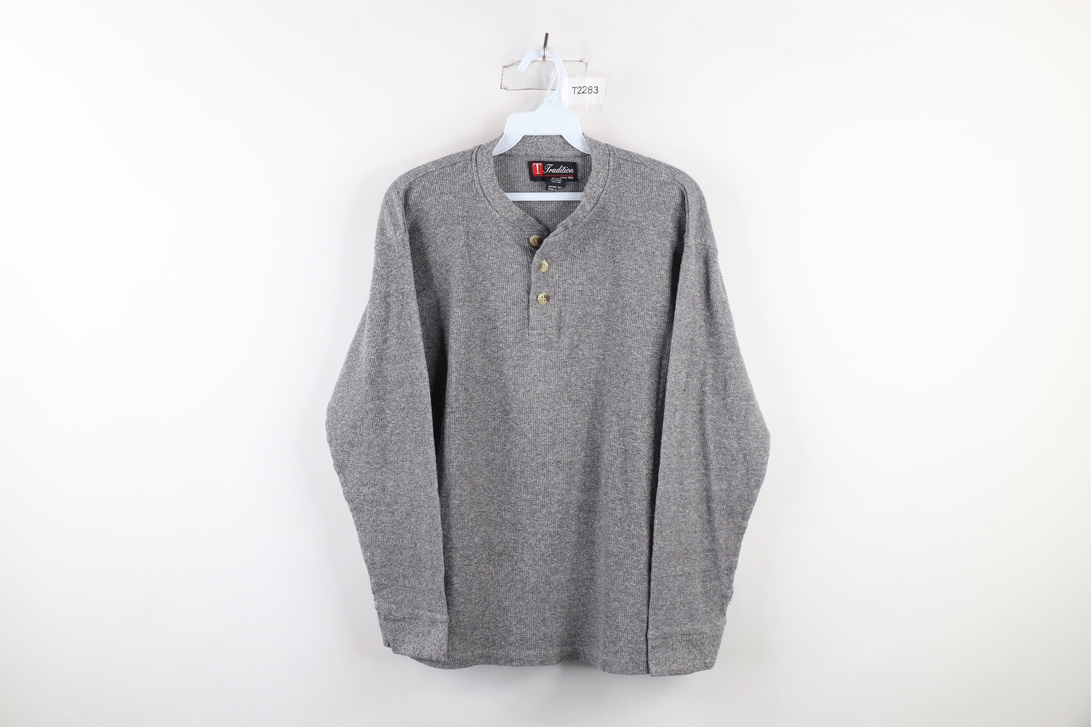 Vintage 90s Streetwear Knit Long Sleeve Henley T-Shirt