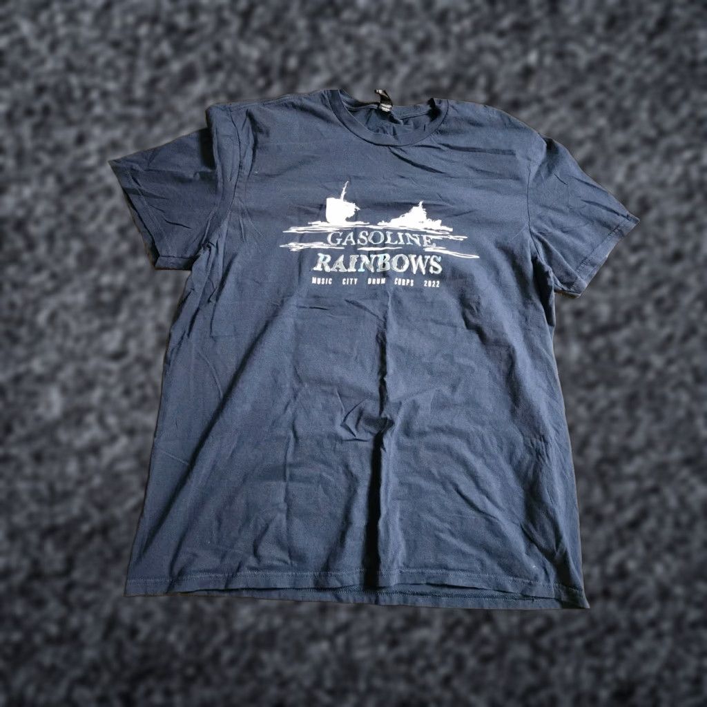 Vintage District Mens XL Shirt Gasoline Rainbows Music City Drum Corps 2022 Tour Double Sided Blue Size US XL / EU 56 / 4 - 1 Thumbnail