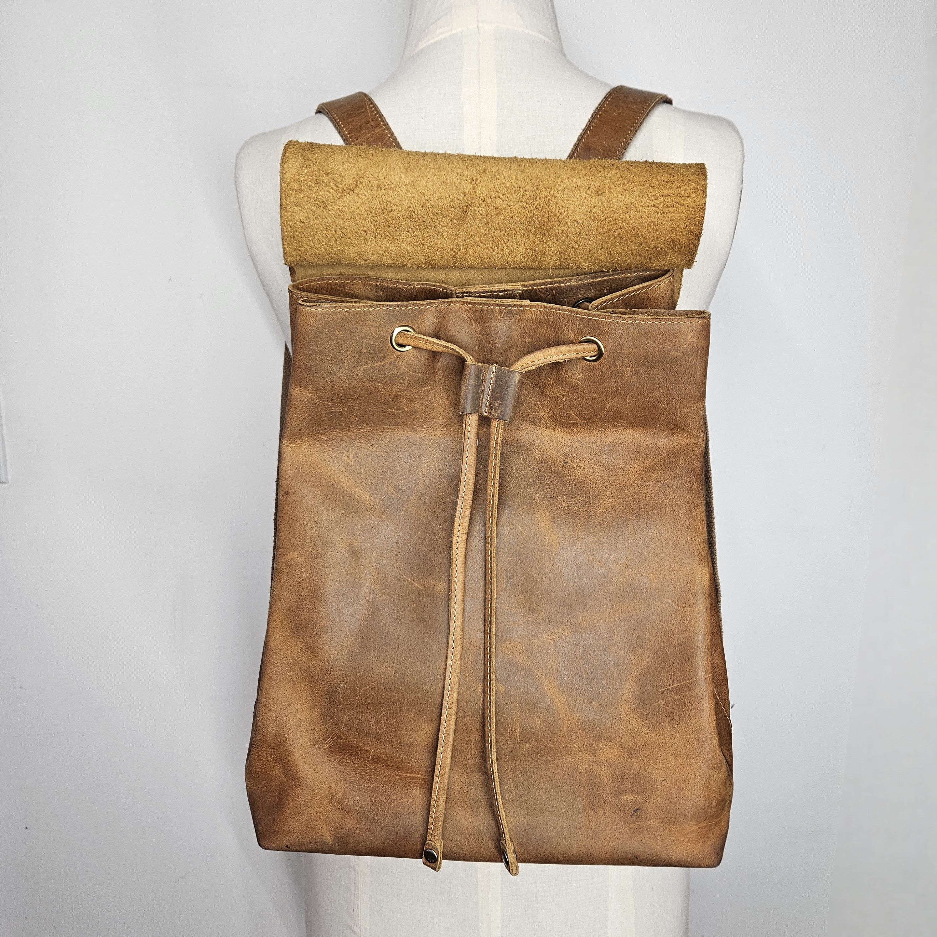 Other S-Zone 11x13x5.5" Backpack Unisex Leather Brown Adjustable Size ONE SIZE - 3 Thumbnail