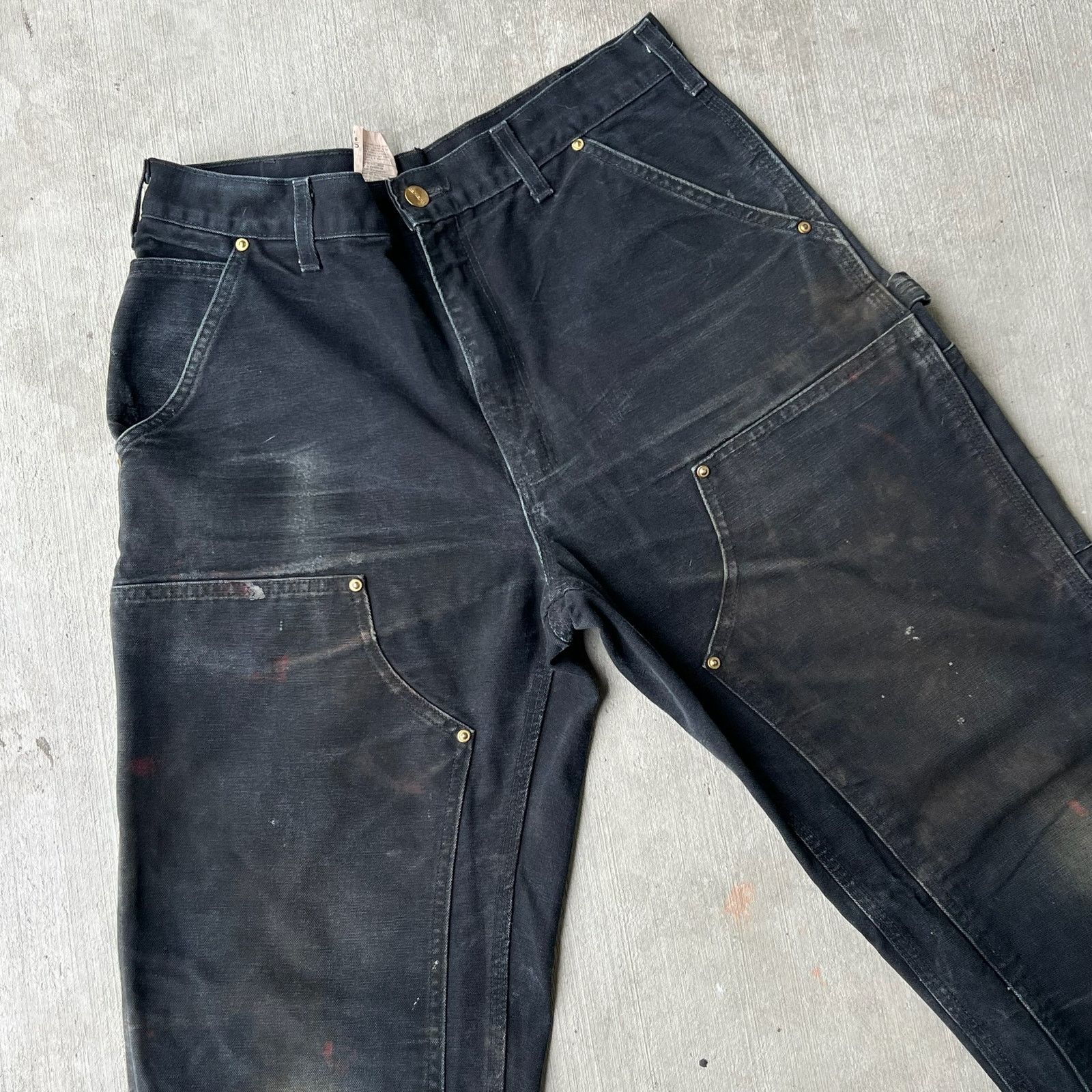 Carhartt × Vintage Carhartt faded black double knee work wear carpenter pants Size US 31 - 3 Thumbnail