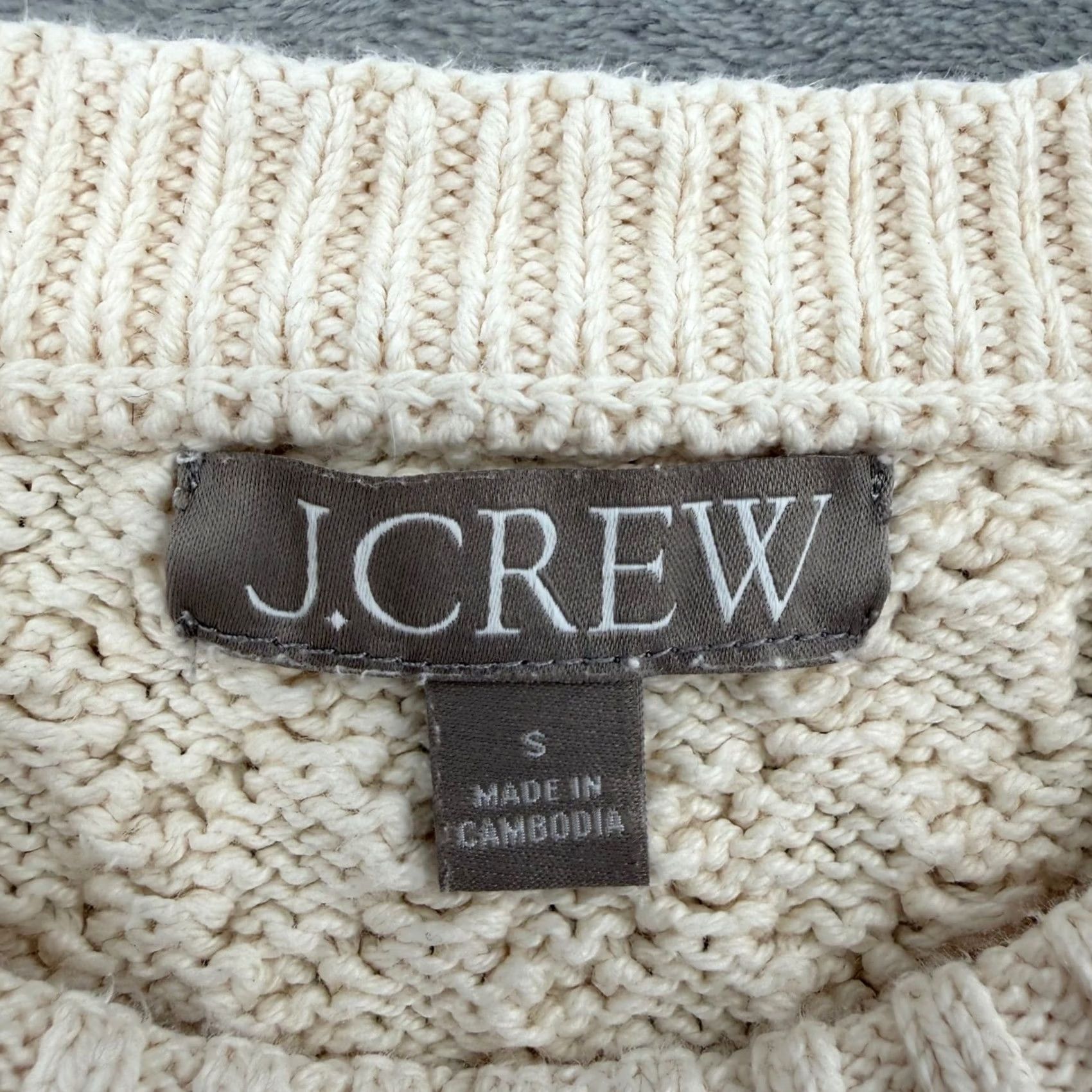 J.Crew J.Crew Womens Cream Cable Knit Cotton Crewneck Sweater Size Small Size S / US 4 / IT 40 - 6 Thumbnail