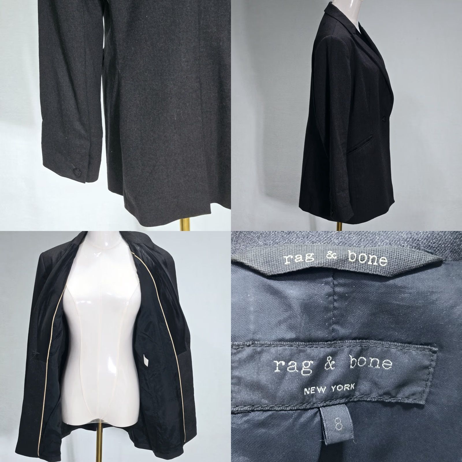 Rag & Bone Rag & Bone Blazer Size 8 Jacket Wool Blend Womens Button Charcoal Lined Size M / US 6-8 / IT 42-44 - 8 Thumbnail