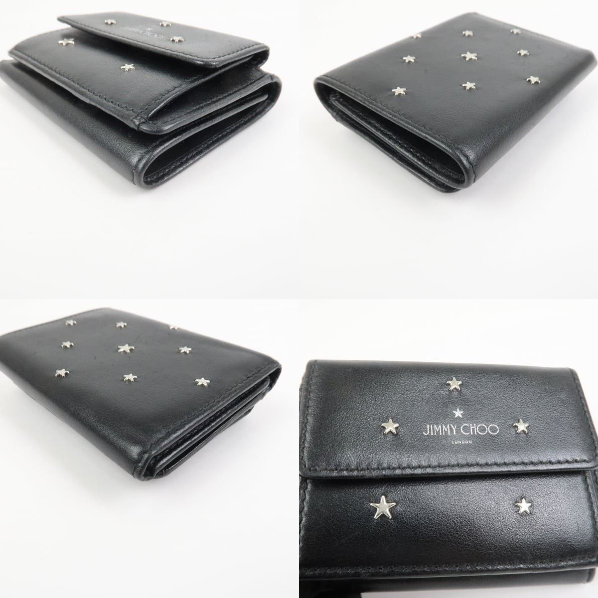 Jimmy Choo Jimmy Choo Studs Leather Tri-Fold Compact Wallet Black Size ONE SIZE - 4 Thumbnail