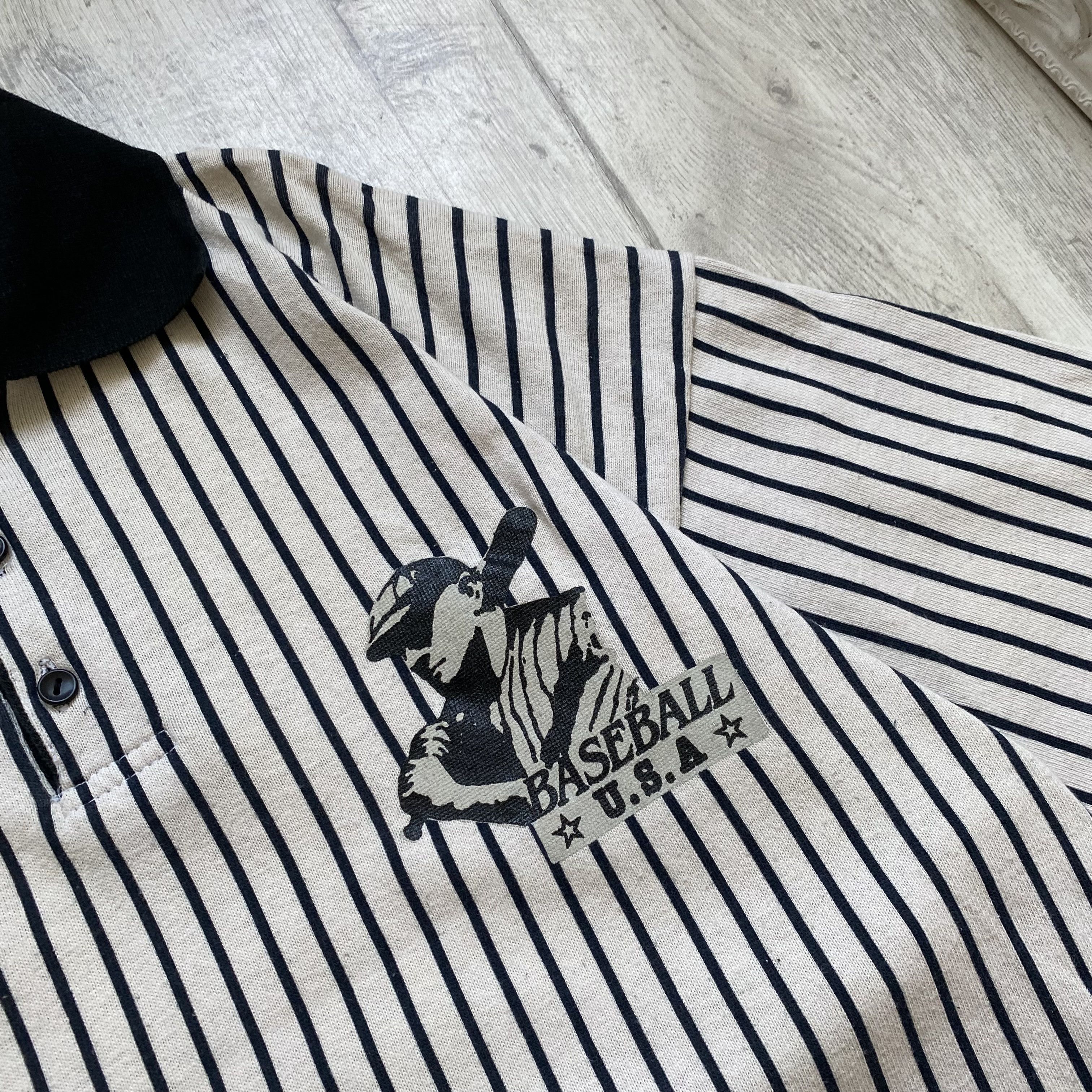 MLB Vintage 90s USA baseball jersey Striped Polo Mlb yankees Size US L / EU 52-54 / 3 - 4 Thumbnail