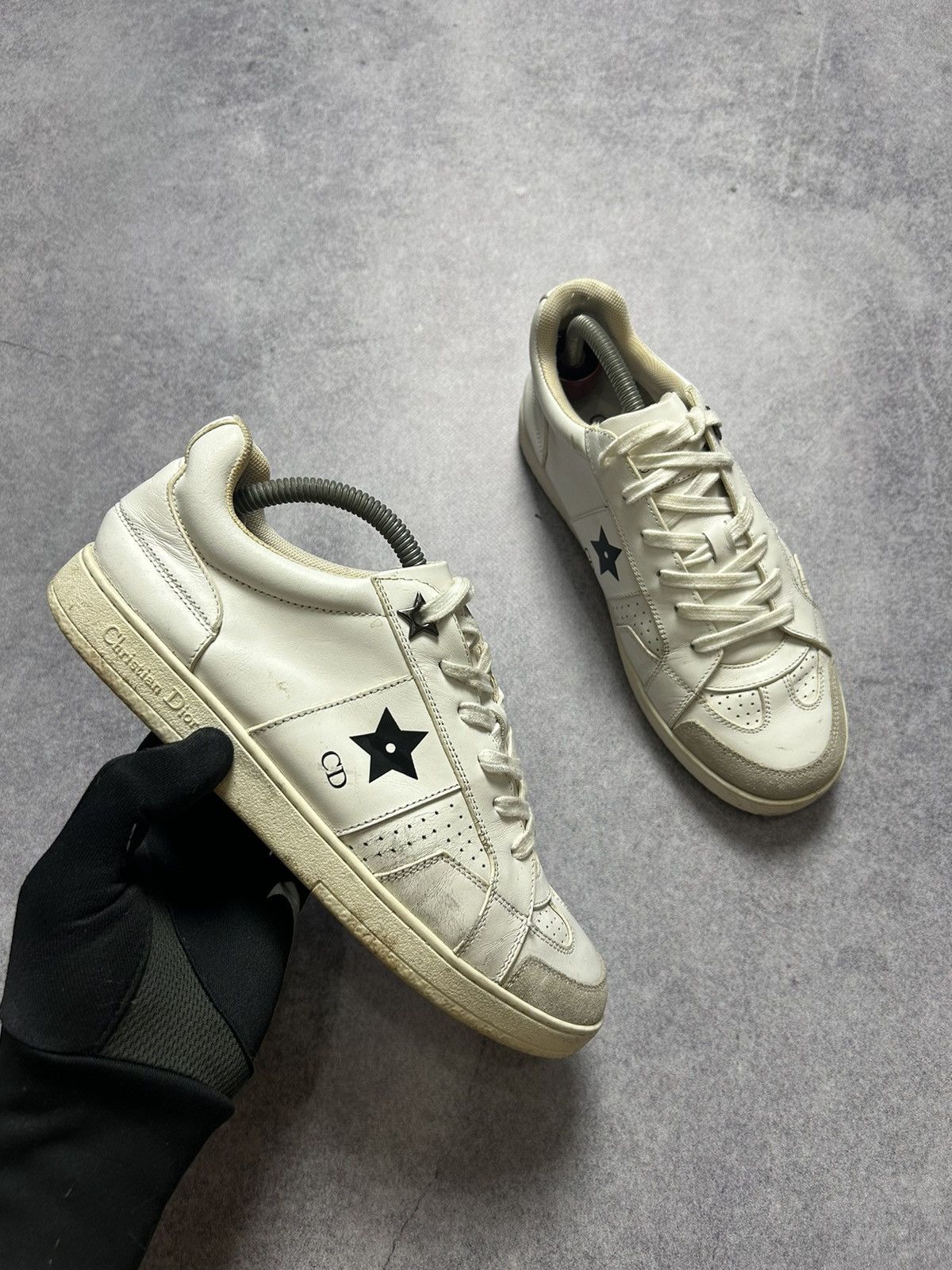 Christian Dior Monsieur × Dior Dior Star White Calfskin Suede Calfskin LOW TOP Sneakers Size US 8 / IT 38 - 1 Thumbnail