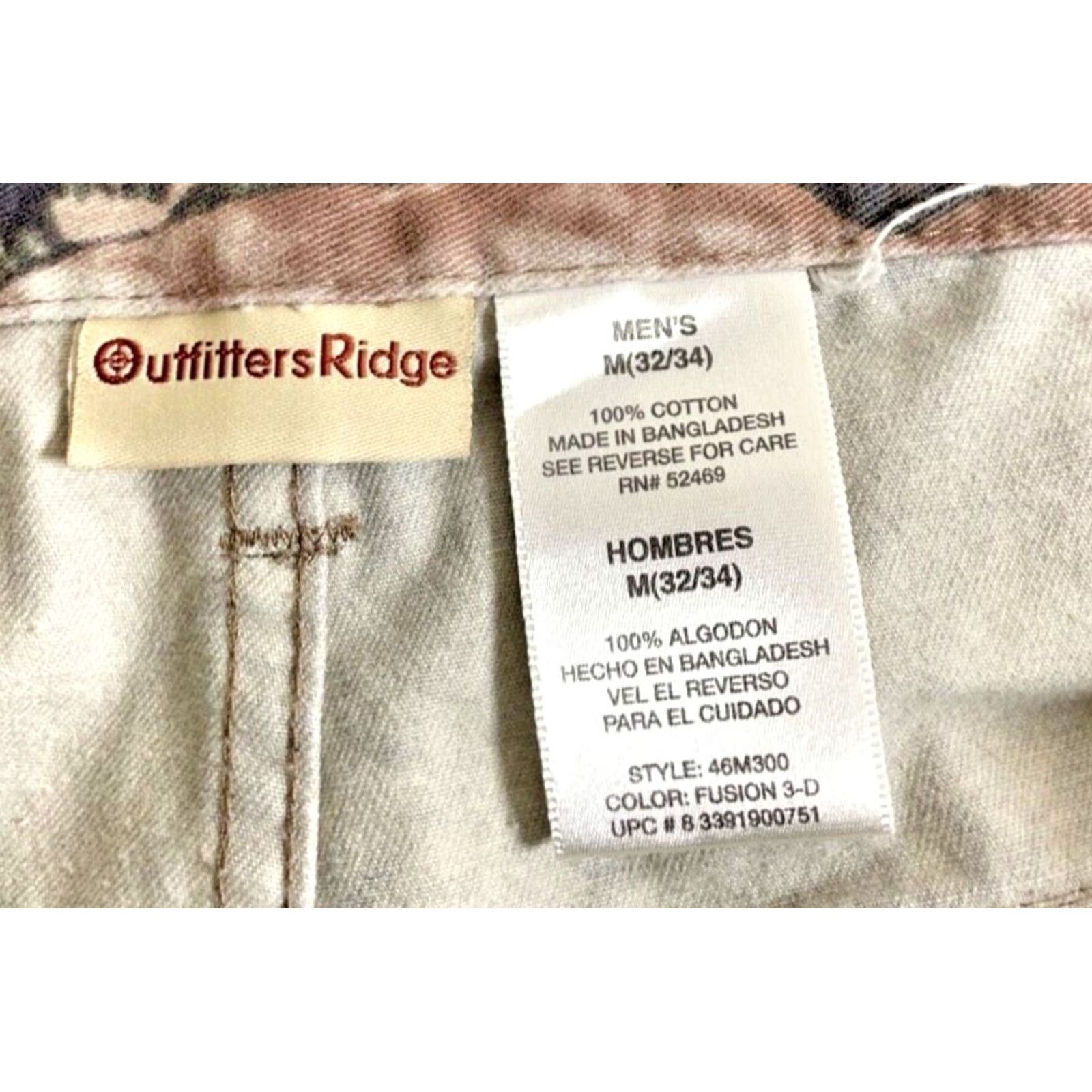 Vintage Outfitters Ridge Cargo Pants Camouflage Flannel 32 x 29 Men's Medium Regular Straight Zip Fly Size US 32 / EU 48 - 3 Thumbnail