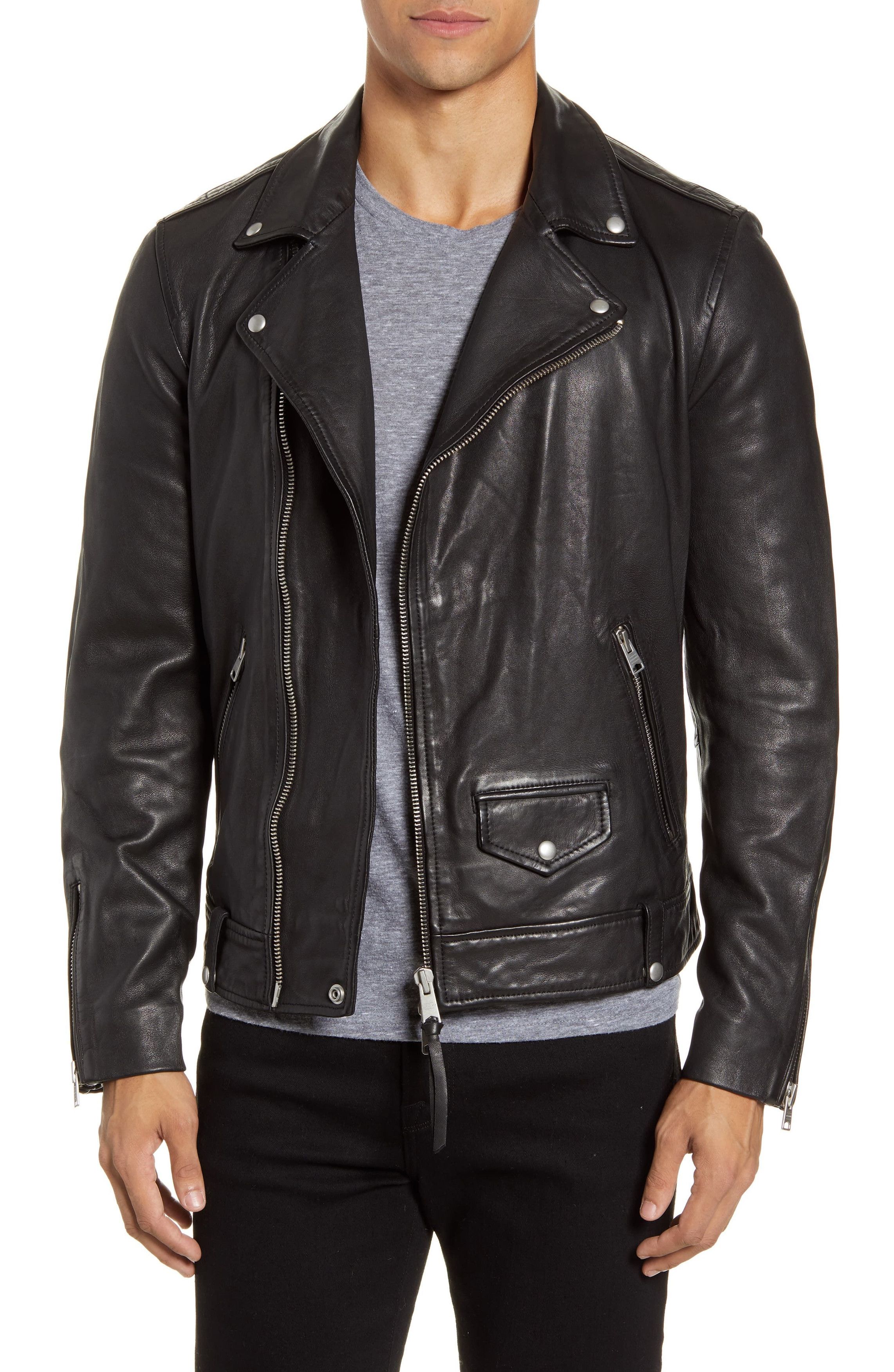 Allsaints ALLSAINTS Axis Leather Biker Jacket in Dark Brown Size US XXS / EU 40 - 5 Thumbnail