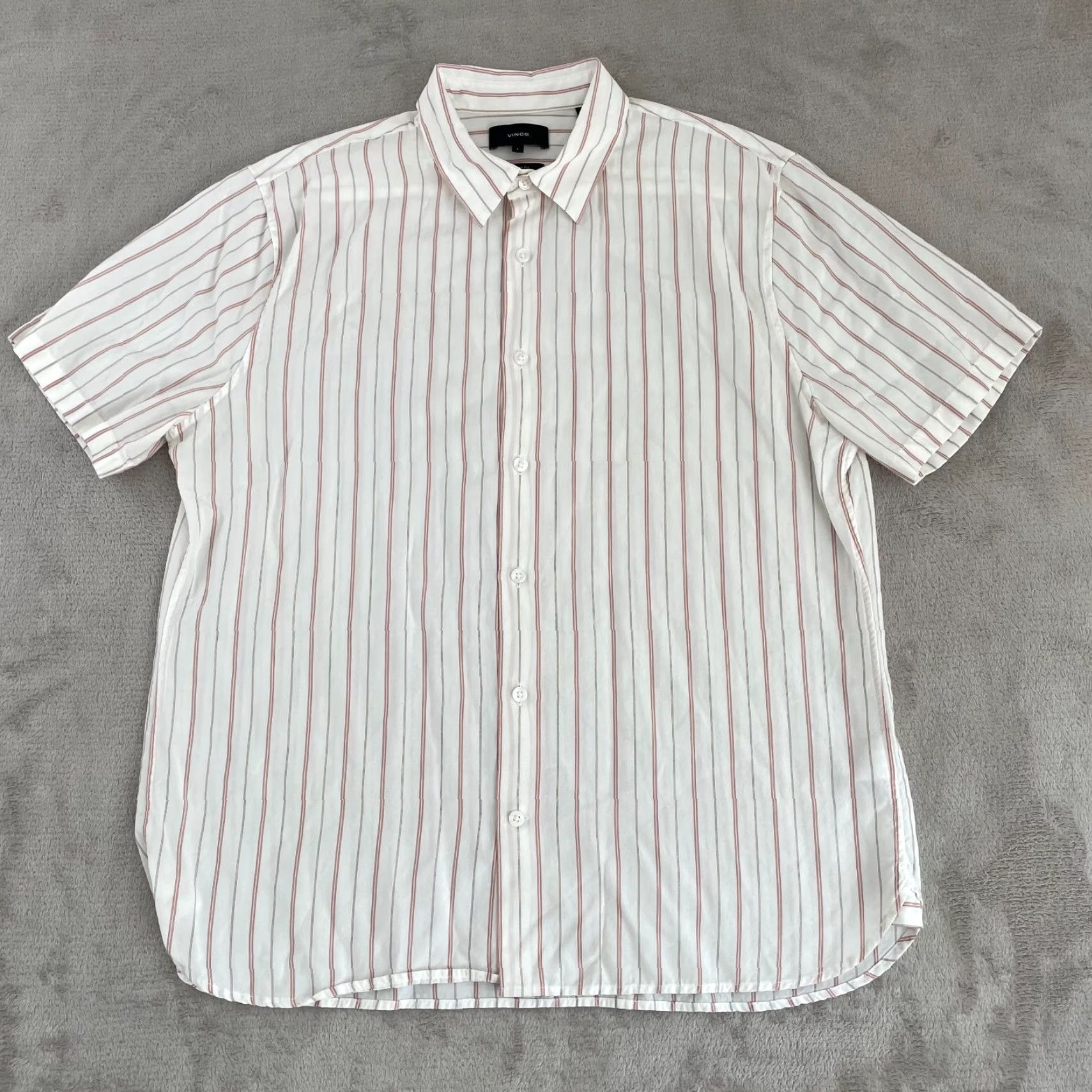 Vince Vince Shirt Men Large White Striped Lyocell Classic Fit Short Sleeve Casual Size US L / EU 52-54 / 3 - 3 Thumbnail