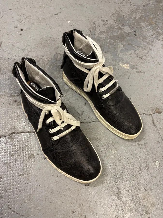 Dior × Vintage SS2010 Dior Kris Van Assche Black Leather Laced Sneakers Boots Size US 7 / EU 40 - 6 Thumbnail