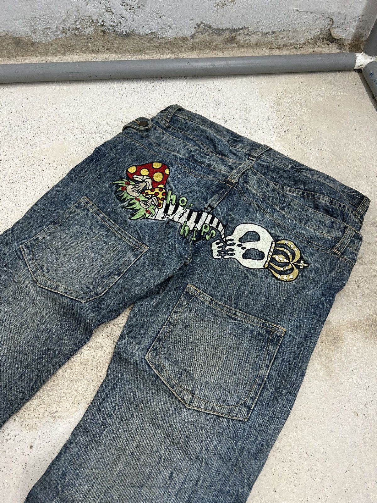 GOSTAR DE FUGA Vintage Funky Fruit Double Waist Distressed Embroidery Size US 32 / EU 48 - 8 Thumbnail