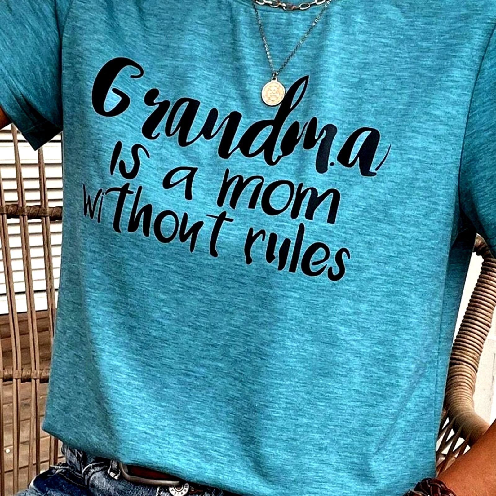 Other "Grandma is a Mom Without Rules" Graphic Tee Blue XL(12) Size XL / US 12-14 / IT 48-50 - 6 Thumbnail