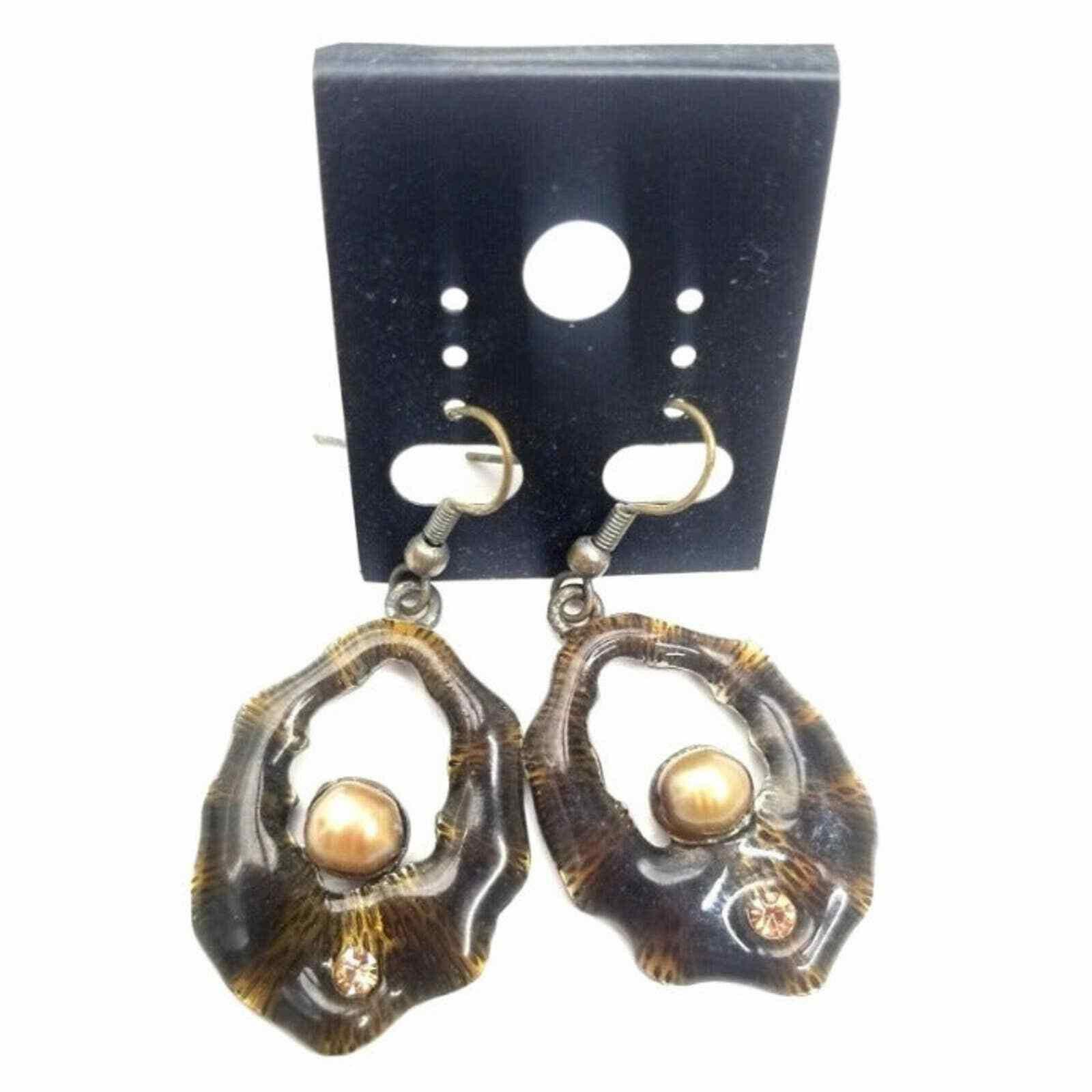The Unbranded Brand Earrings Fashion Jewlery Costume Brown Rhinestone Dangle S Size ONE SIZE - 1 Thumbnail