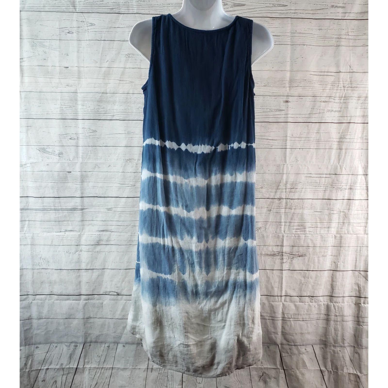 J. Jill PureJill Womens Dress PS Small Petite Blue Gray Stripe Cotton Blend Midi Dress Tank Dress Womens Size S / US 4 / IT 40 - 4 Thumbnail