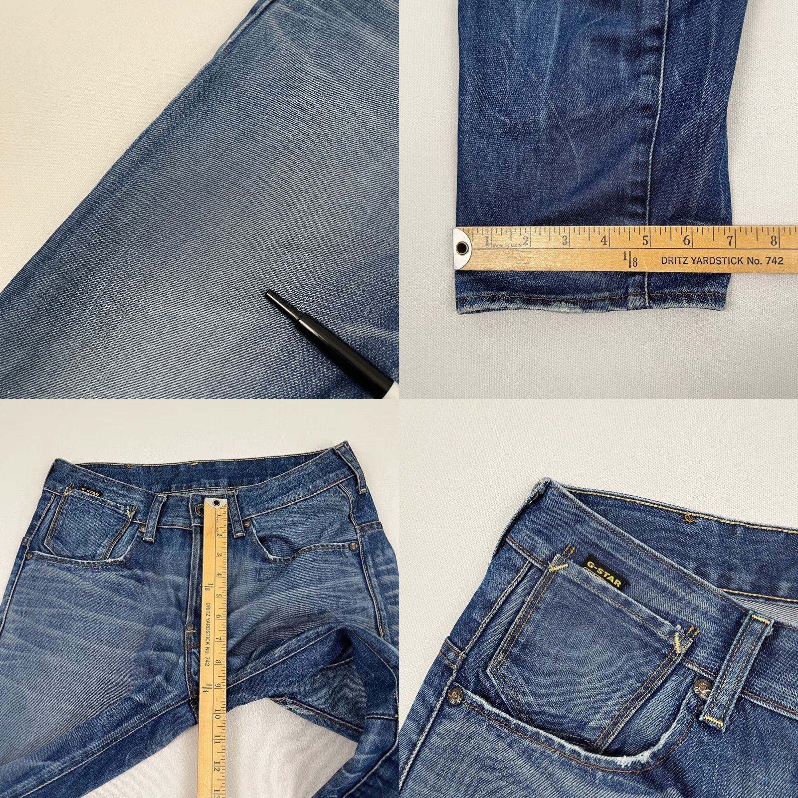 G-Star G-STAR Raw A Crotch Tapered Jeans Mens 30 x 28 Slim Taper Blue Denim Stretch Jeans Mens Slim Tapered Blue Denim Stretch Size US 30 / EU 46 - 8 Thumbnail