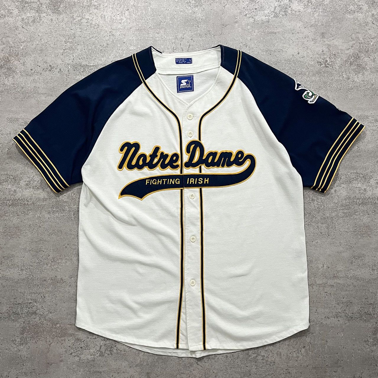 image of Mlb x Starter VTG 90's NCAA Notre Dame Fighting Irish Starter Baseball in White, Men's (Size Large)