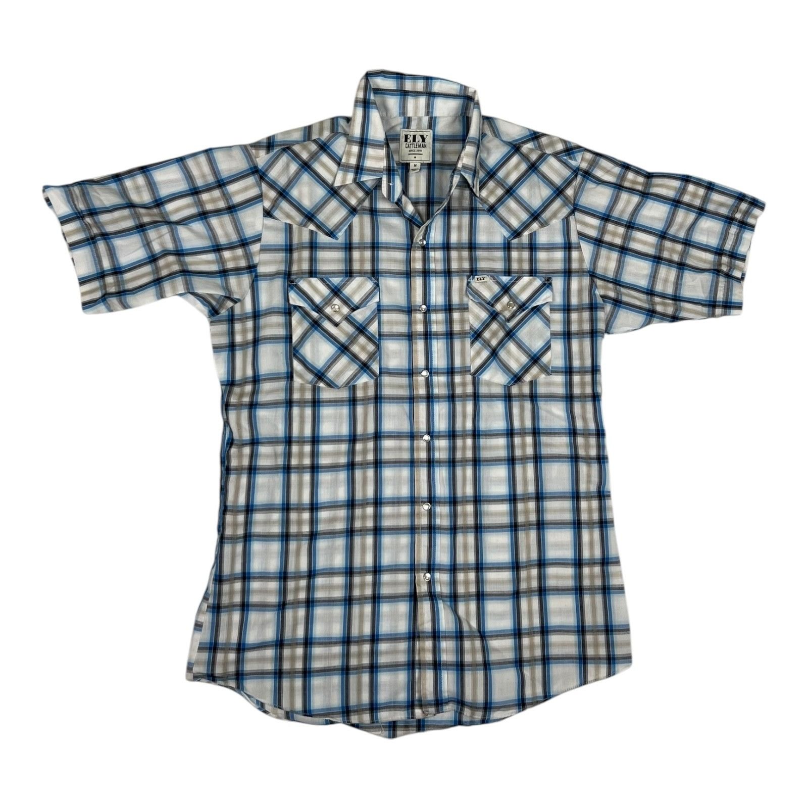 Other Ely Cattleman Pearl Snap Shirt Men's Medium Blue Plaid Weste Size US M / EU 48-50 / 2 - 1 Thumbnail