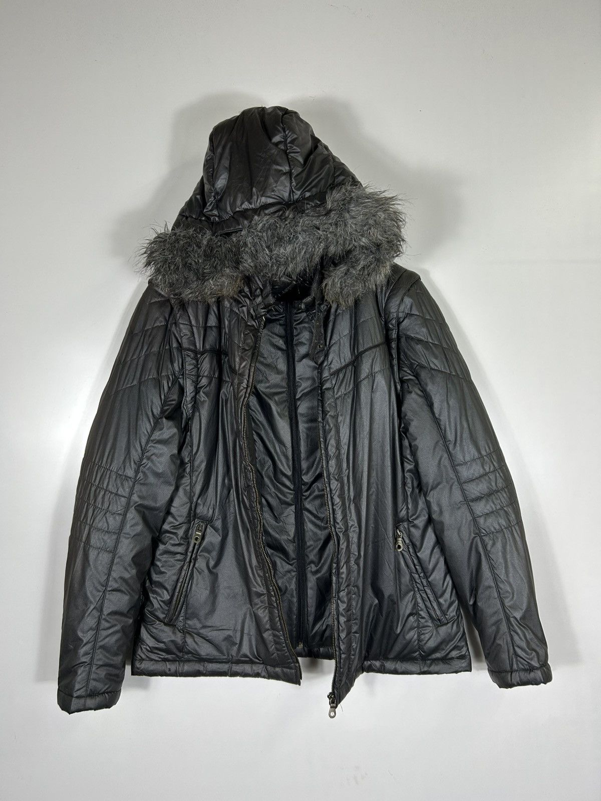 Mossimo Mossimo Vintage Black Puffer Jacket with Faux Fur Hood Size US M / EU 48-50 / 2 - 8 Thumbnail