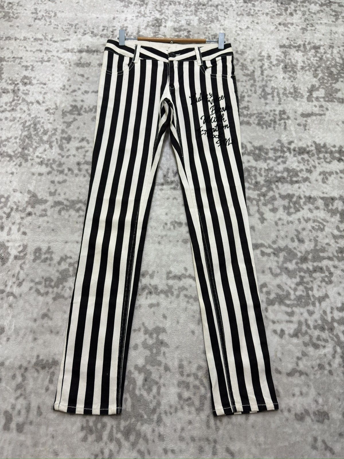 Japanese Brand GLAM ROCK BY ZIDDY Striped Low Rise Super Skinny Pants Size 28" / US 6 / IT 42 - 1 Thumbnail