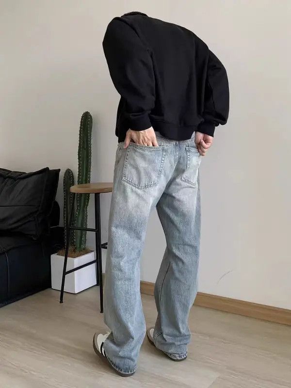 Japanese Brand Vintage Street Washed and Aged Casual Light Blue Jeans Size US 32 / EU 48 - 5 Thumbnail