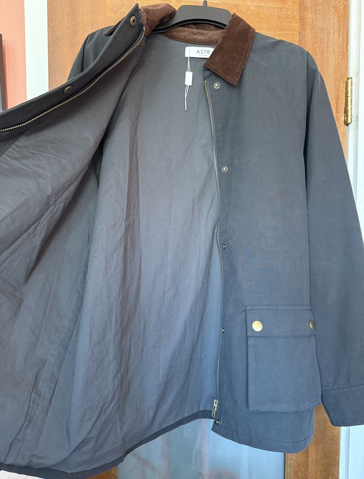 ASTR The Label ASTR The Label Rylan Cotton NAVY Barn Jacket Corduroy Collar Size L / US 10 / IT 46 - 3 Thumbnail