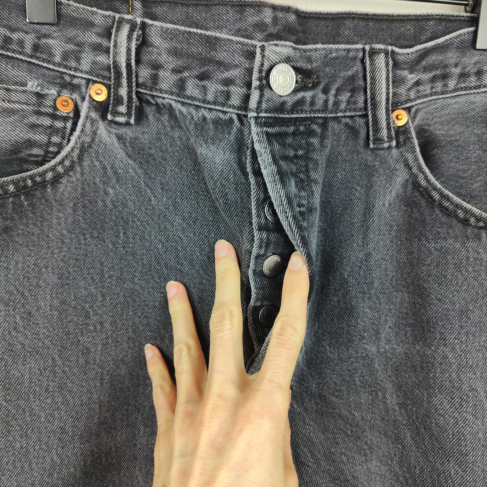 Levi's Levi's 501 Straight Fit Jeans Mens 34x30 Faded Black Wash Size US 34 / EU 50 - 4 Thumbnail