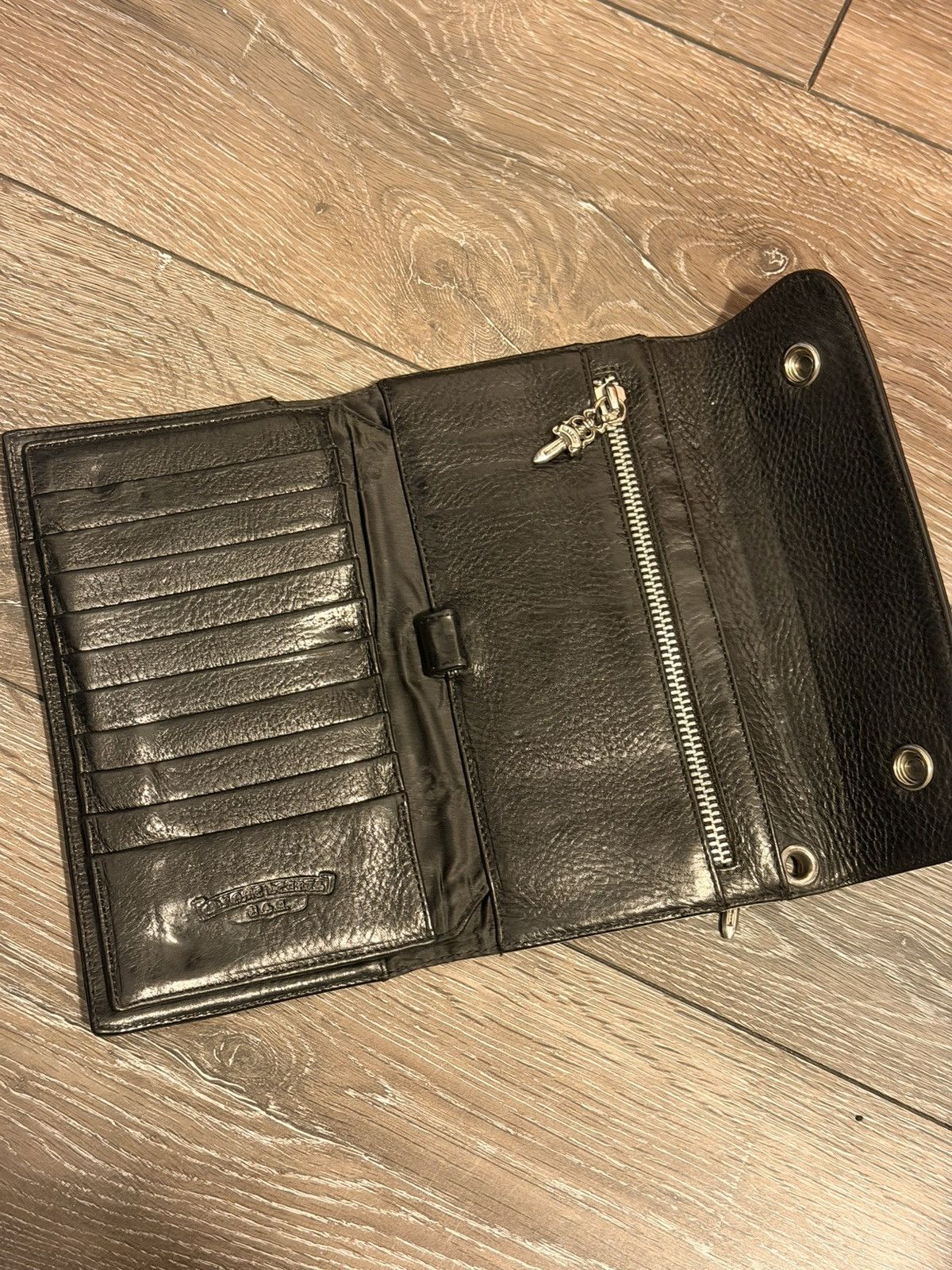Chrome Hearts Wave wallet heavy leather silver cross snap Size ONE SIZE - 4 Thumbnail