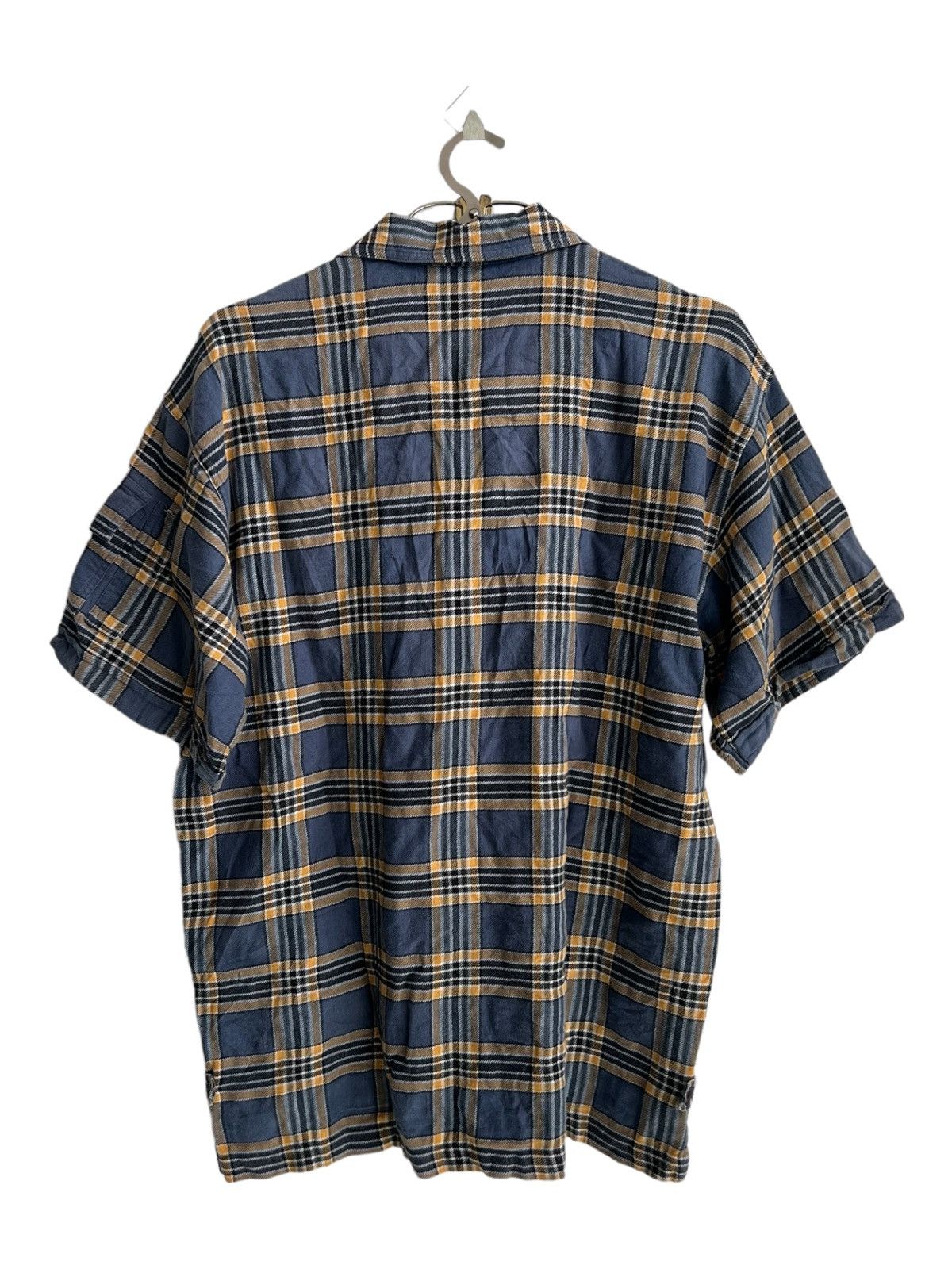 Garment Reproduction of Workers × Hook-Ups × No Fear Y2K No Fear Rayon Blend Madras Plaid Worker 🛹 Flannel Shirt Size US M / EU 48-50 / 2 - 5 Thumbnail