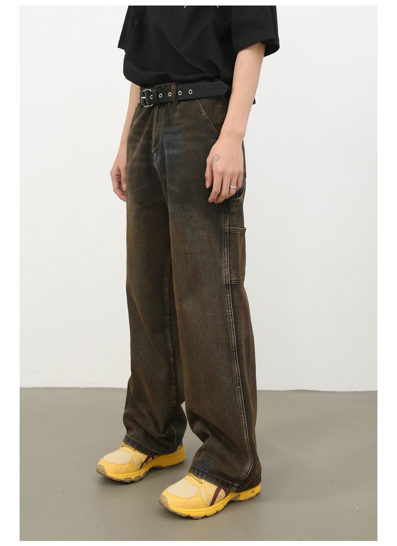 Japanese Brand × Jean Distressed washed men's loose straight high street jeans Size US 32 / EU 48 - 6 Thumbnail