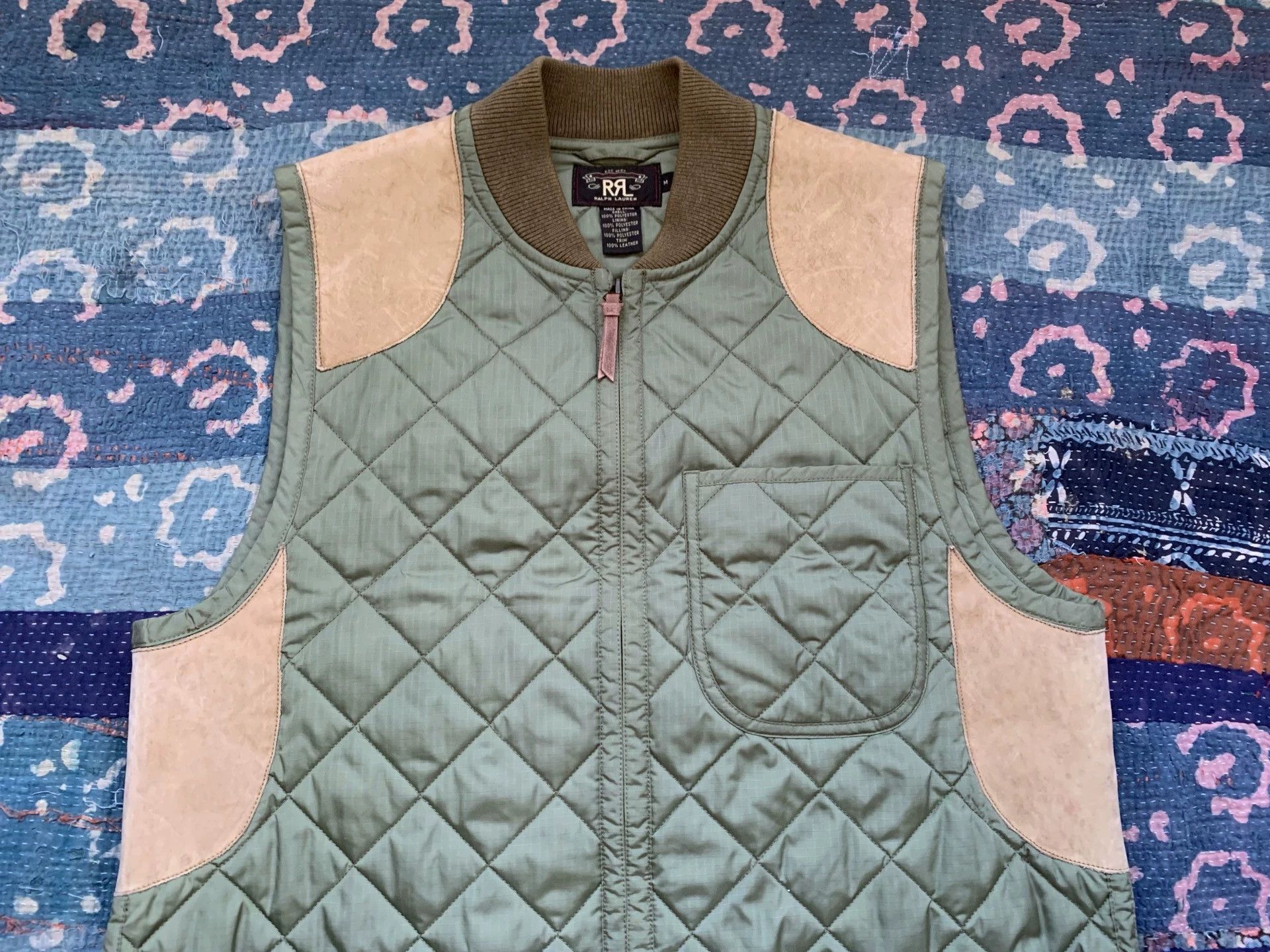 RRL Ralph Lauren RRL Diamond Quilted Leather-Paneled Vest M New Size US M / EU 48-50 / 2 - 4 Thumbnail