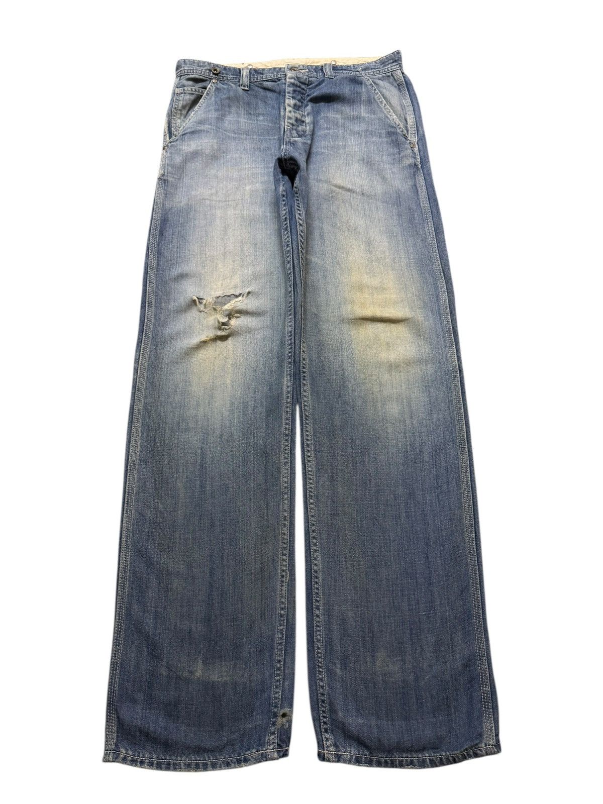 JNCO Y2K Japanese Brand Blue Faded Wash Distressed Straight Leg Size US 32 / EU 48 - 1 Thumbnail