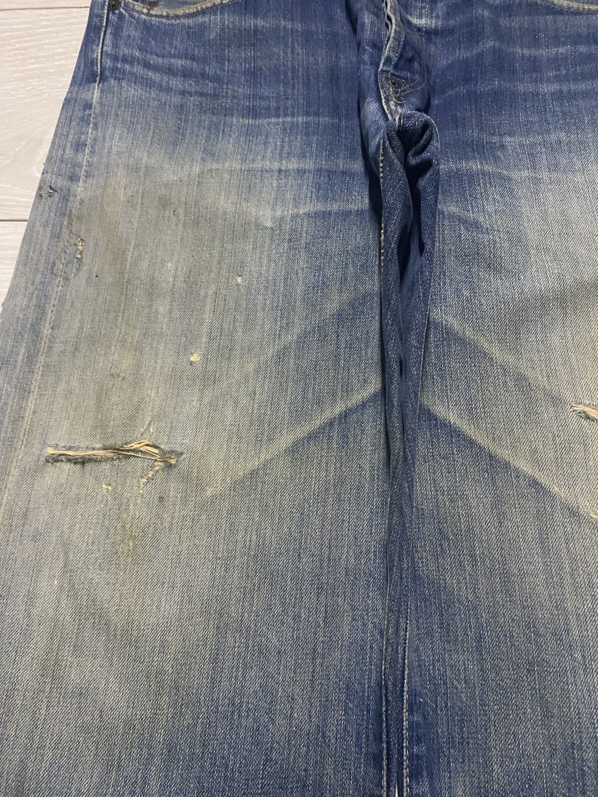 Evisu Crazy Vintage Evis 90s Heavy repaired Distressed Baggy Jeans Size US 33 - 10 Thumbnail