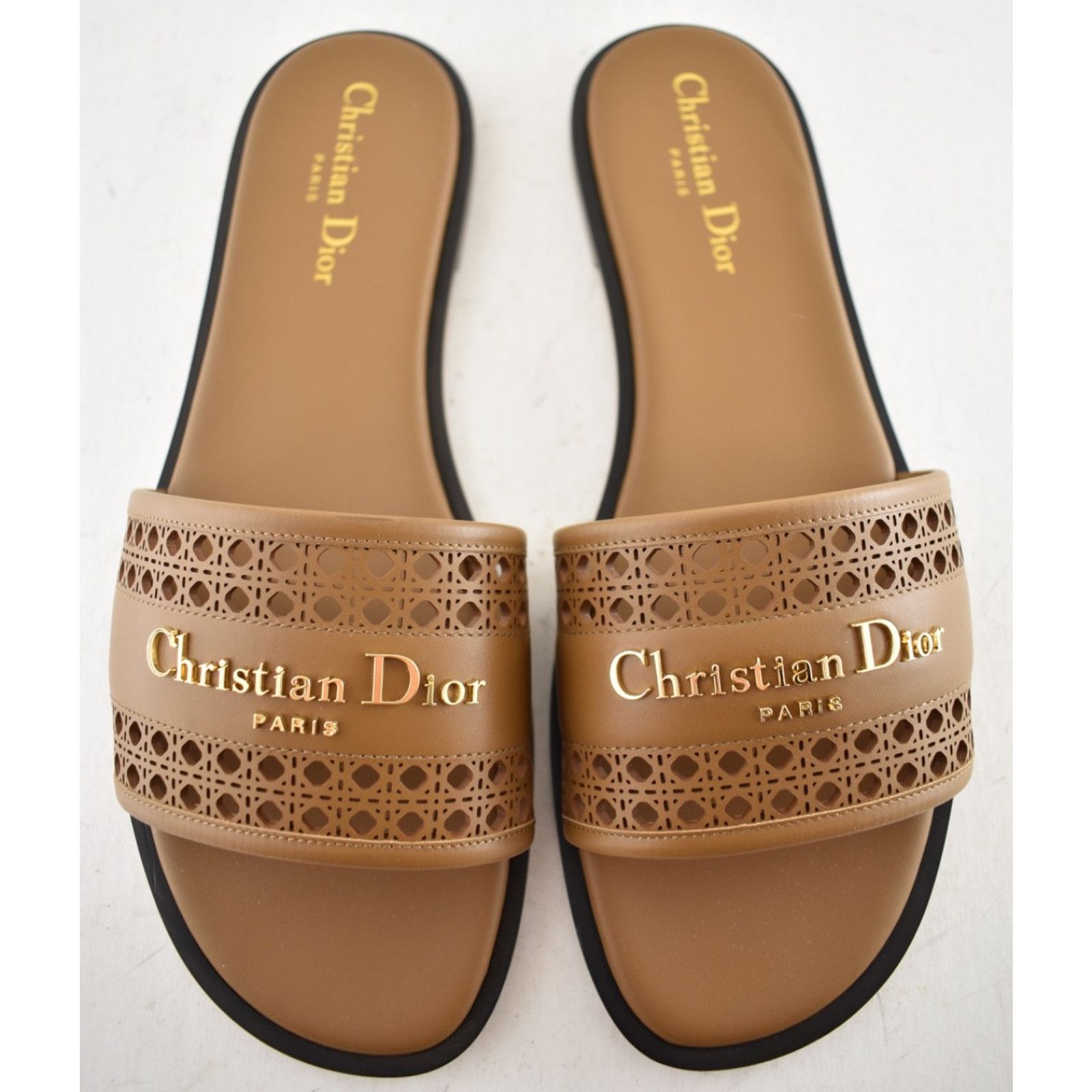 Dior Dior D-Lane Dway Micro Cannage Chestnut Leather Slide 37 Size US 7 / IT 37 - 9 Thumbnail