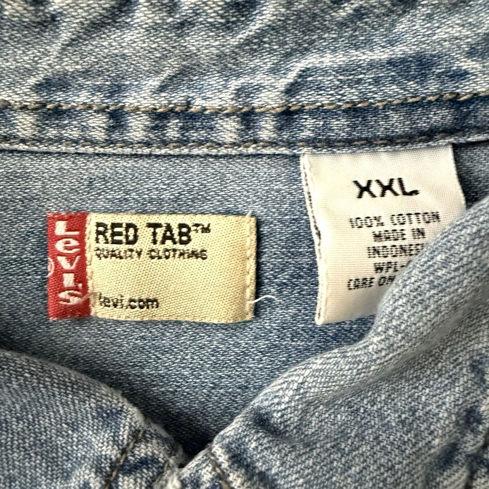 Levi's VINTAGE Levi’s Red Tab Shirt Men XXL Blue Metal Button Rivet Denim Workwear Aged Size US XXL / EU 58 / 5 - 2 Thumbnail