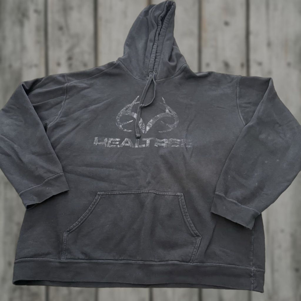 Realtree Realtree Hoodie Mens XL Black Graphic Print Fleece Pullover Camo Antler Logo Size US XL / EU 56 / 4 - 1 Thumbnail