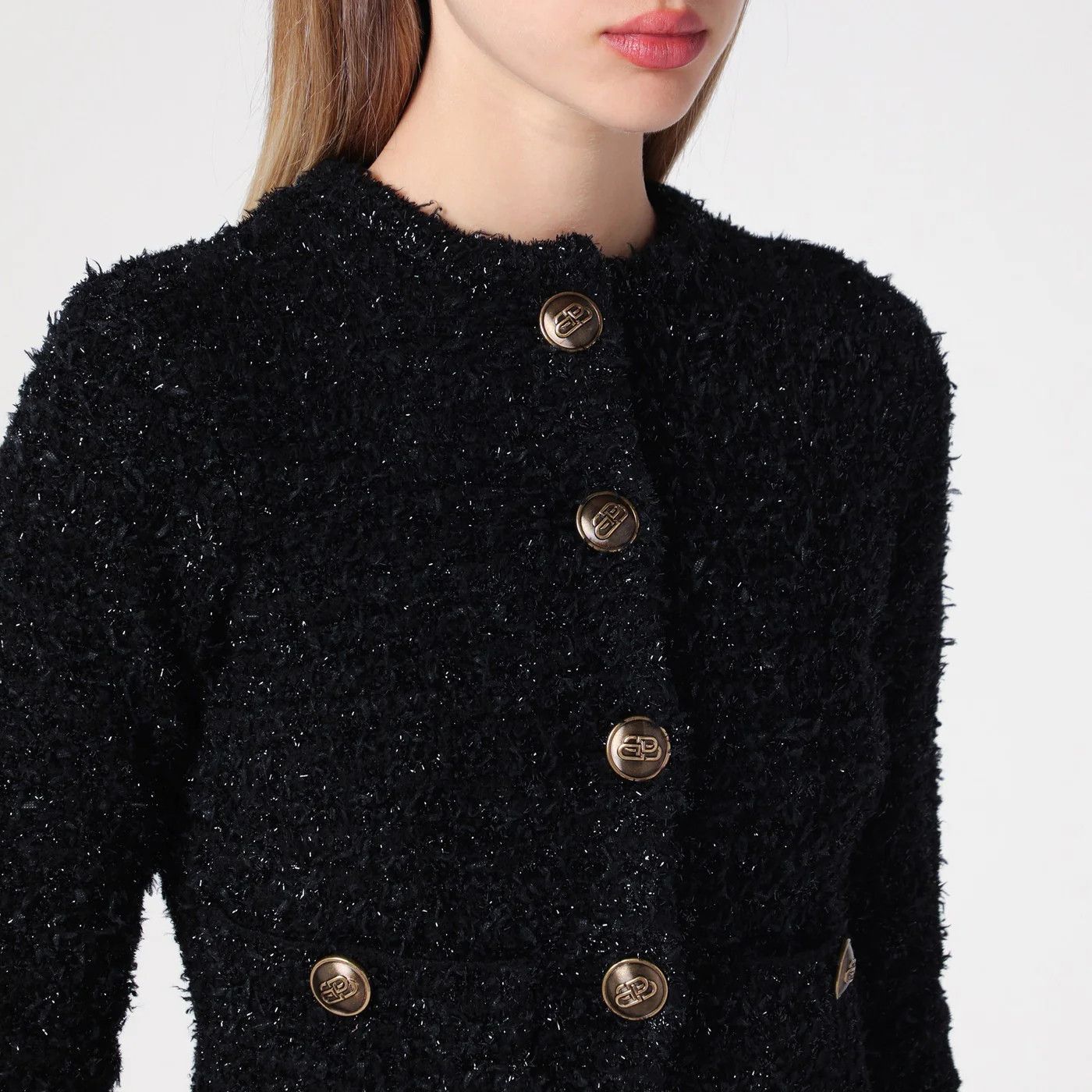 Balenciaga o1d2blof0426 Cotton Cropped Cardigan in Black Size M / US 6-8 / IT 42-44 - 4 Thumbnail