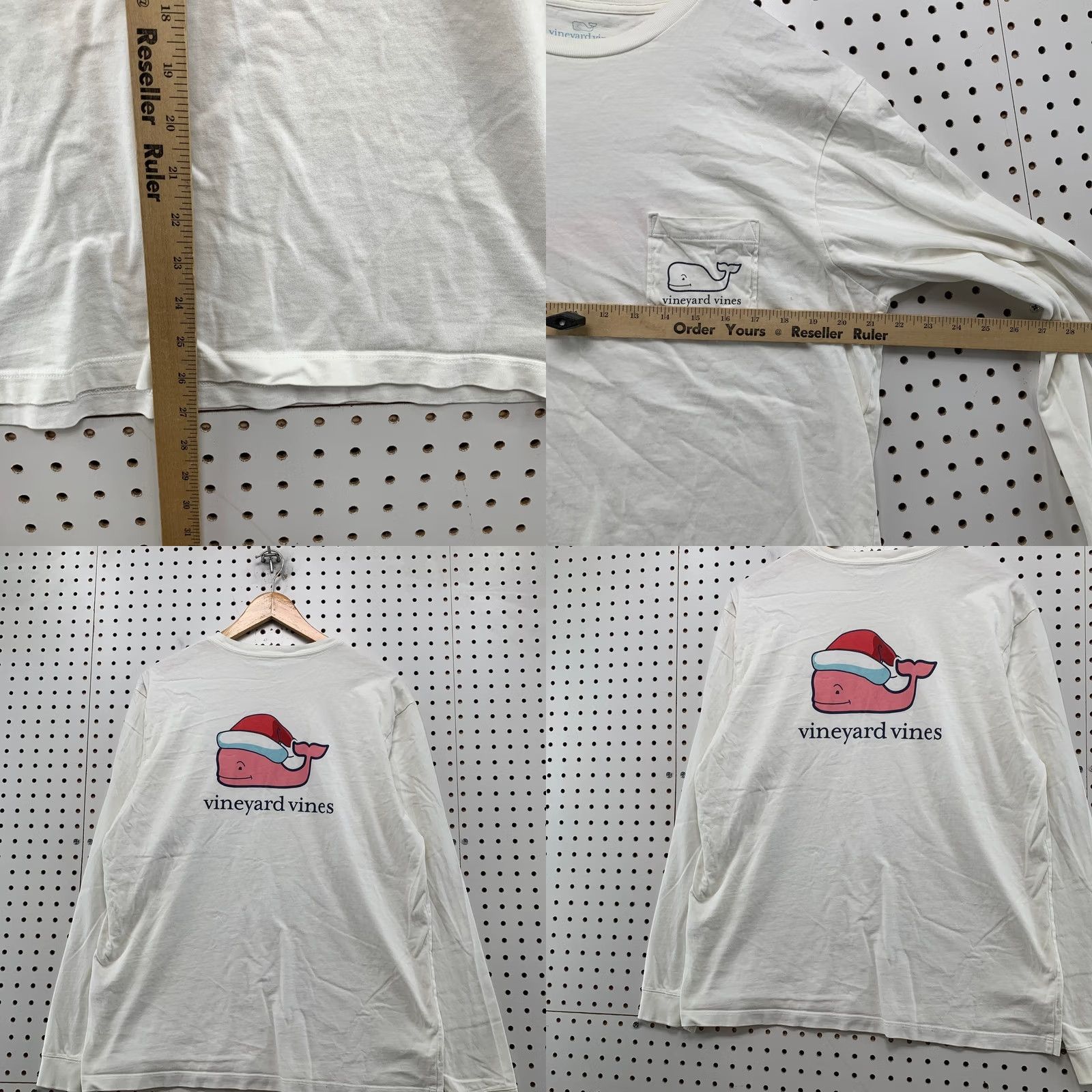 Vineyard Vines Vineyard Vines Shirt Men M White Christmas Santa Whale Long Sleeve Pocket Graphic Print Holiday Size US M / EU 48-50 / 2 - 8 Thumbnail