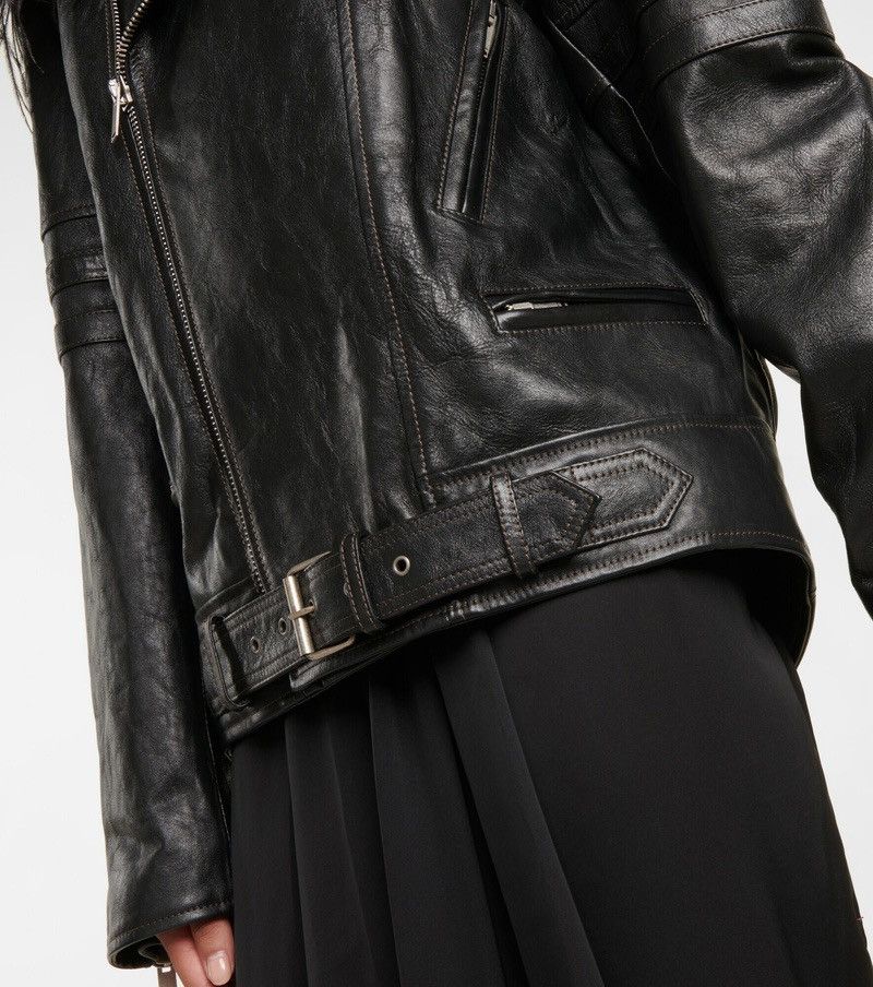 Saint Laurent Paris 🔥$9K VALUE RUNWAY🔥 Feather-trimmed leather biker jacket Size M / US 6-8 / IT 42-44 - 5 Thumbnail
