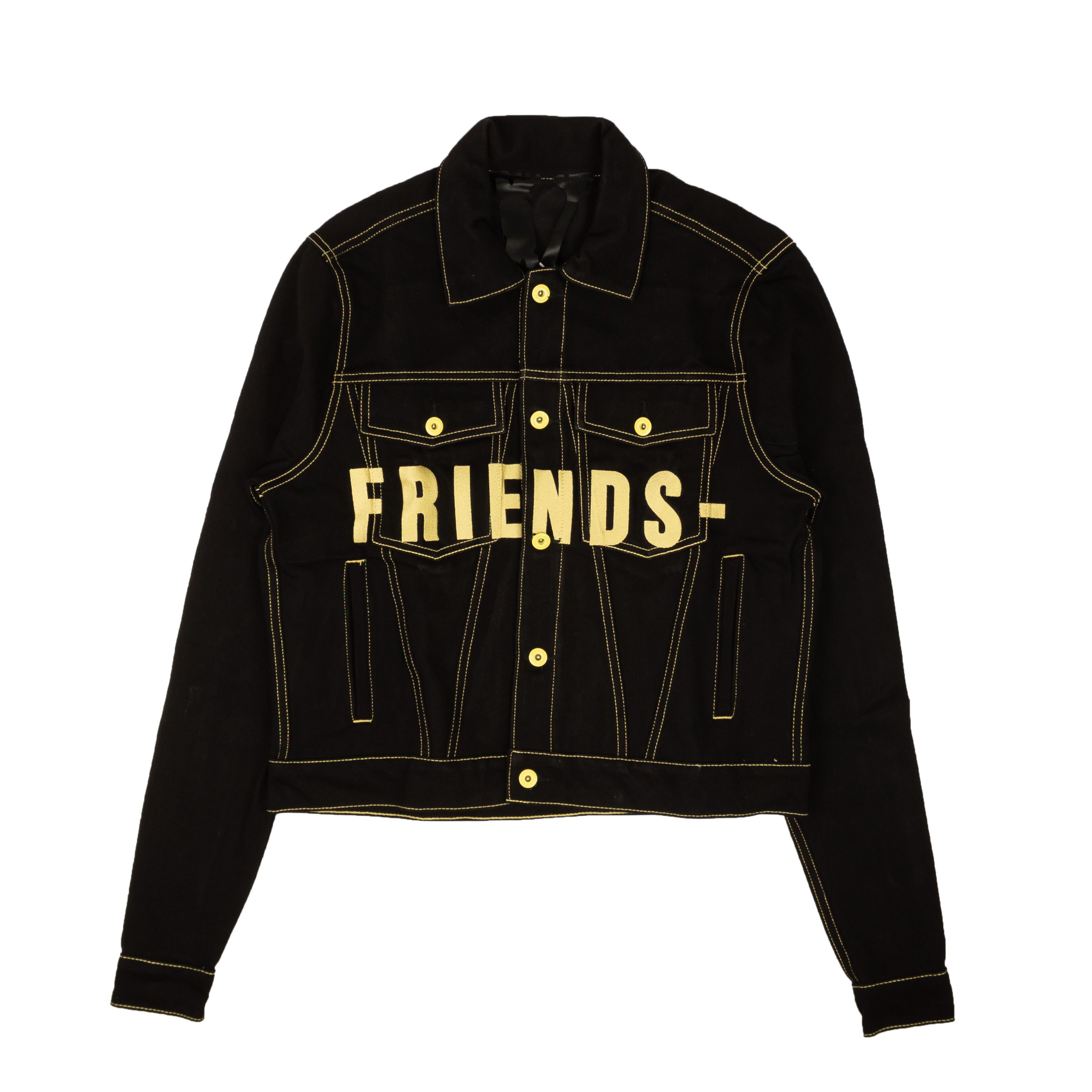 Black & Yellow Friends Denim Jacket Size XL