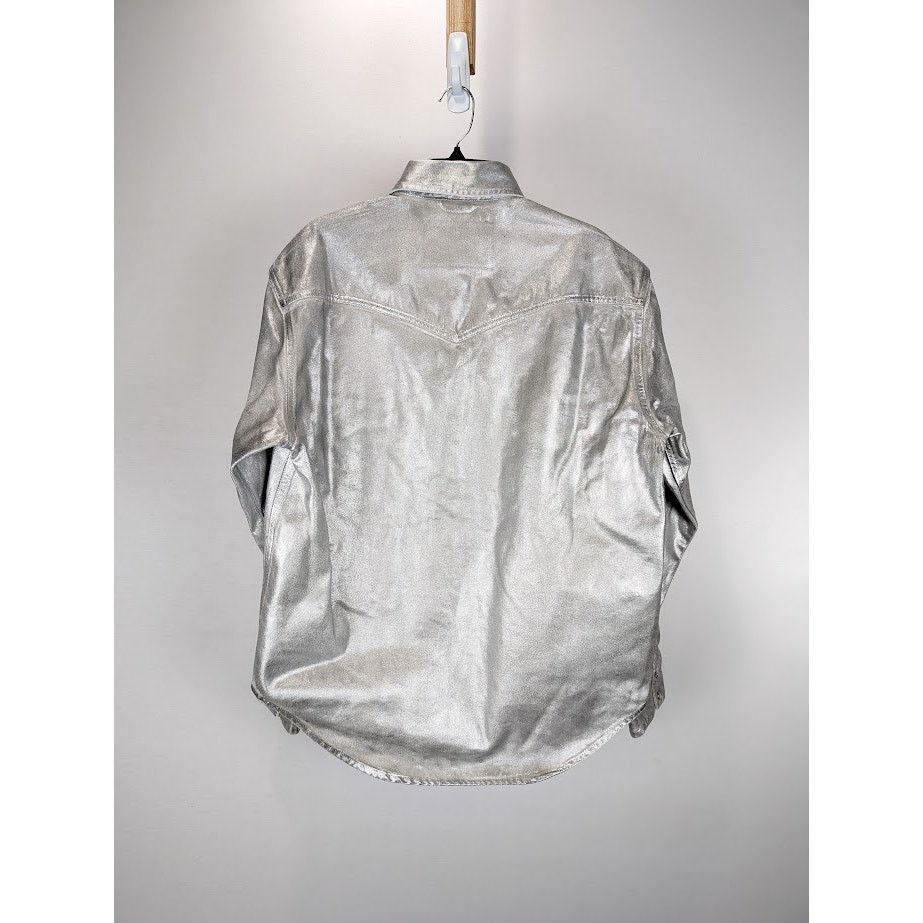 VTMNTS o1rshd1 Metallic Denim Shirt in Metallic Silver Size US M / EU 48-50 / 2 - 13 Thumbnail