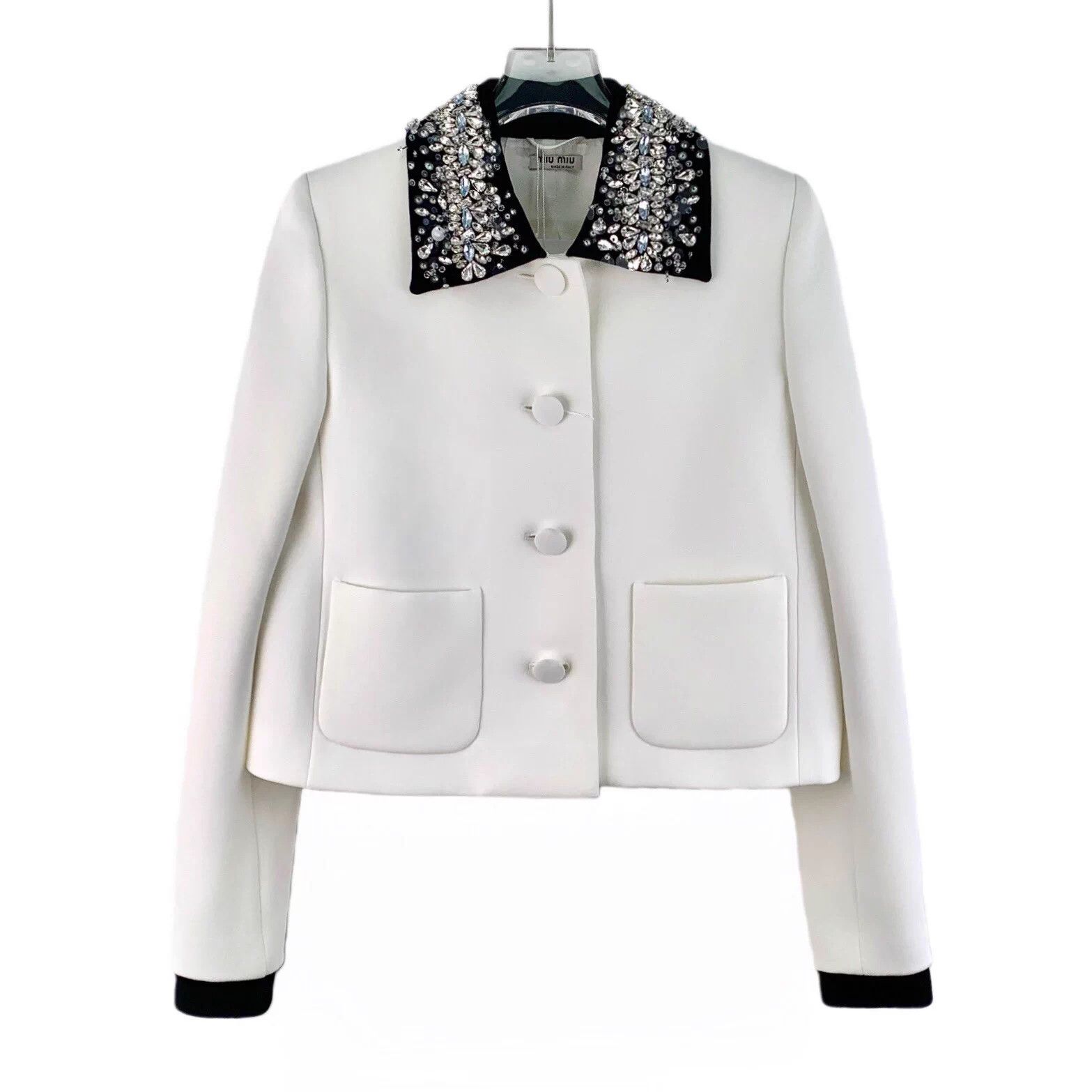 Miu Miu Miu Miu Rhinestone-Studded Single-Breasted Long-SleeveJacket Size XS / US 0-2 / IT 36-38 - 1 Thumbnail