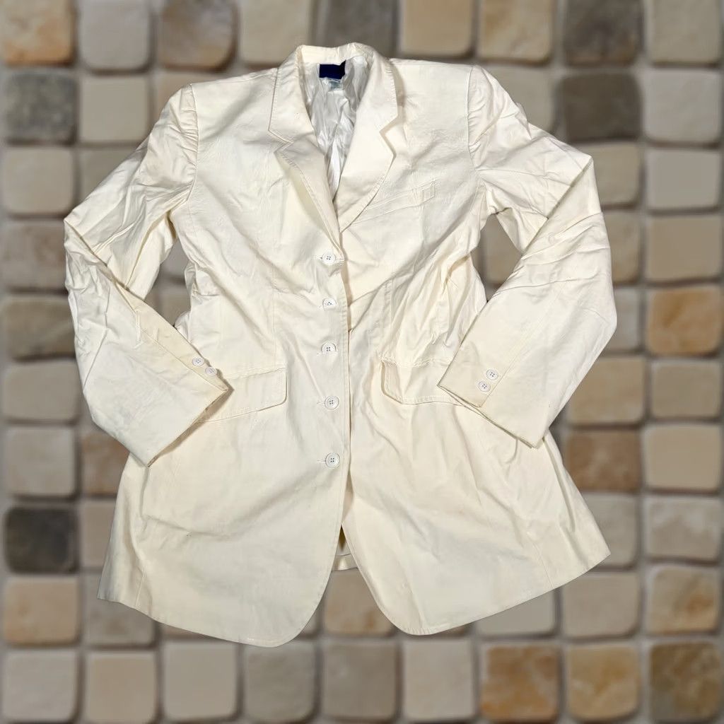 Kenzo VINTAGE KENZO Blazer Womens 40 White Long Jacket Button Casual Formal Coat 5-Button Regular Size Women Stain Size S / US 4 / IT 40 - 1 Thumbnail