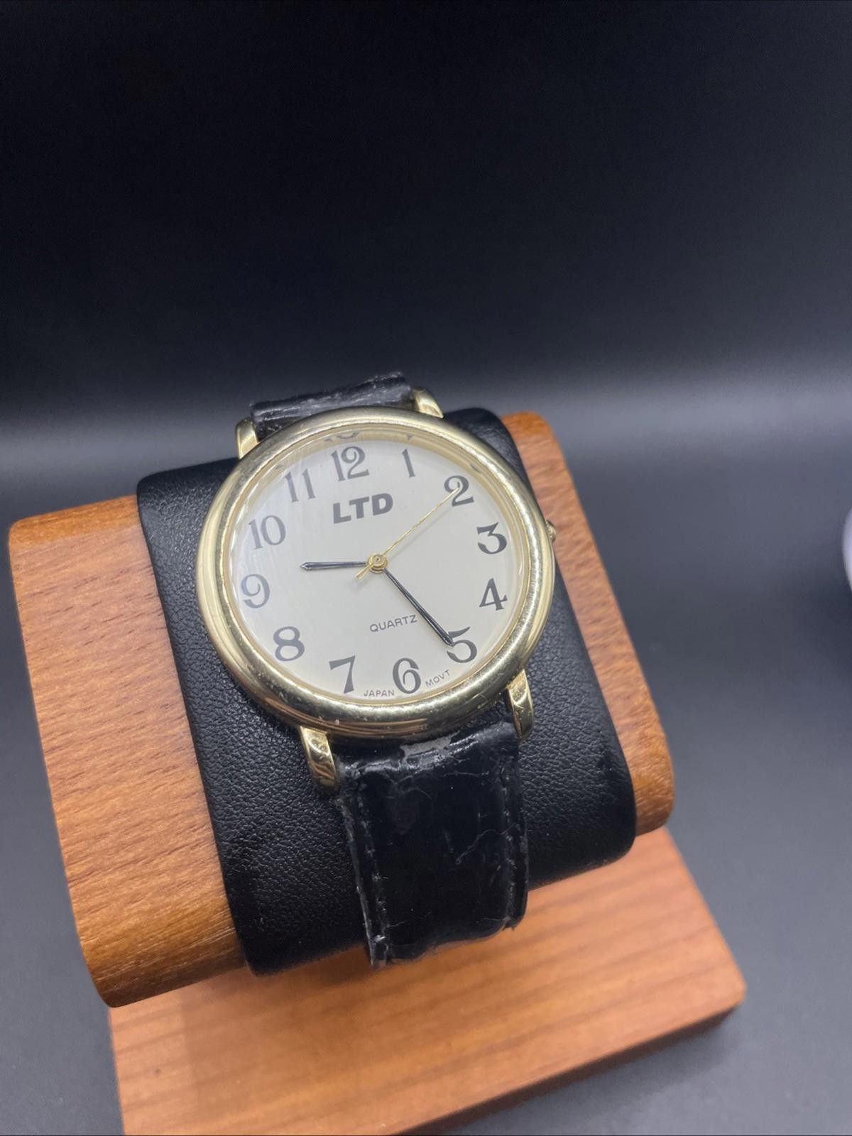 Shady Ltd LTD Cream Dial Gold Tone Black Band Quartz Watch New Battery Size ONE SIZE - 1 Thumbnail