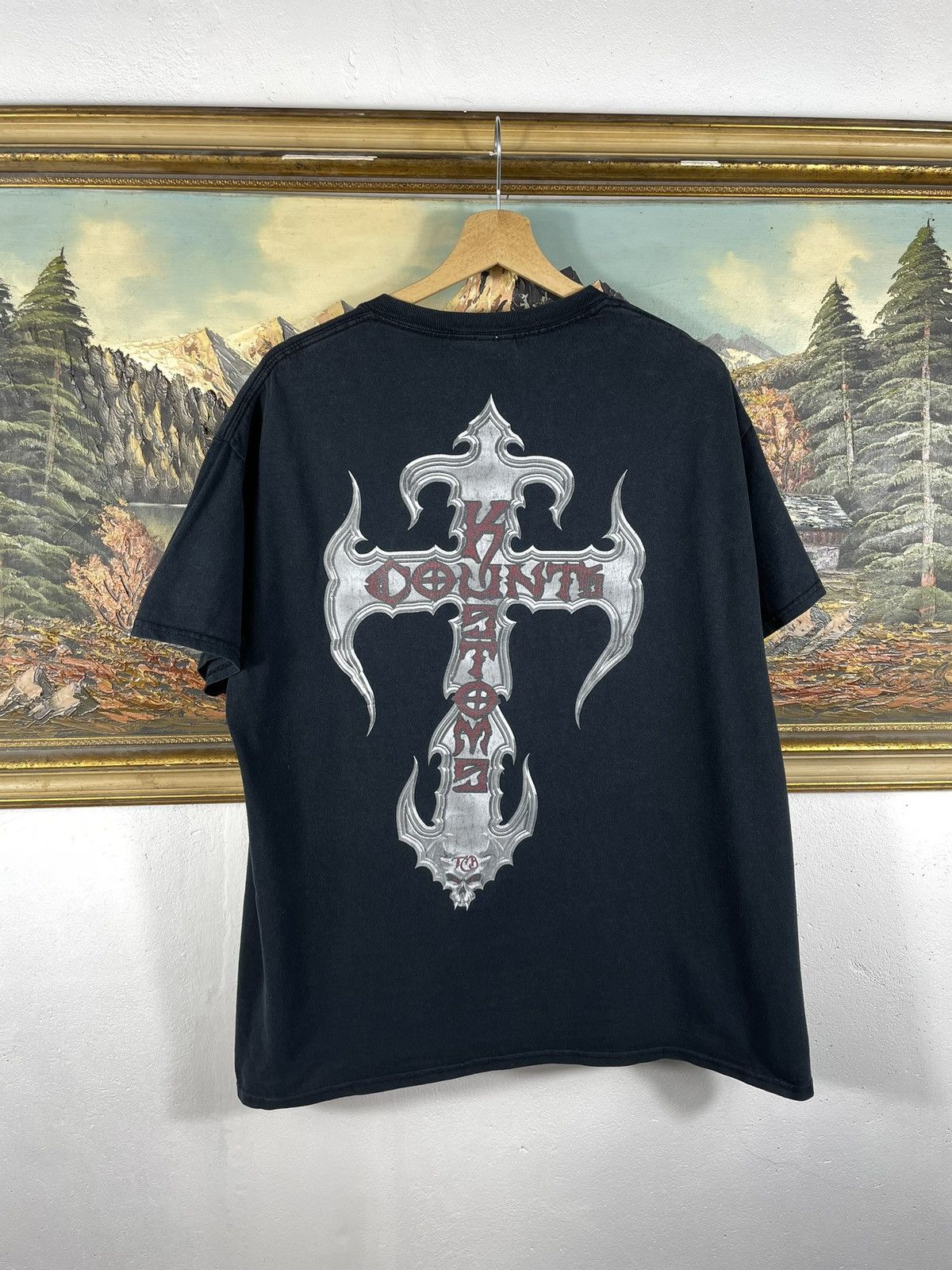 Affliction Black Vintage Retro Y2k Cross Tribal T shirt Baggy Opium Size US L / EU 52-54 / 3 - 1 Thumbnail