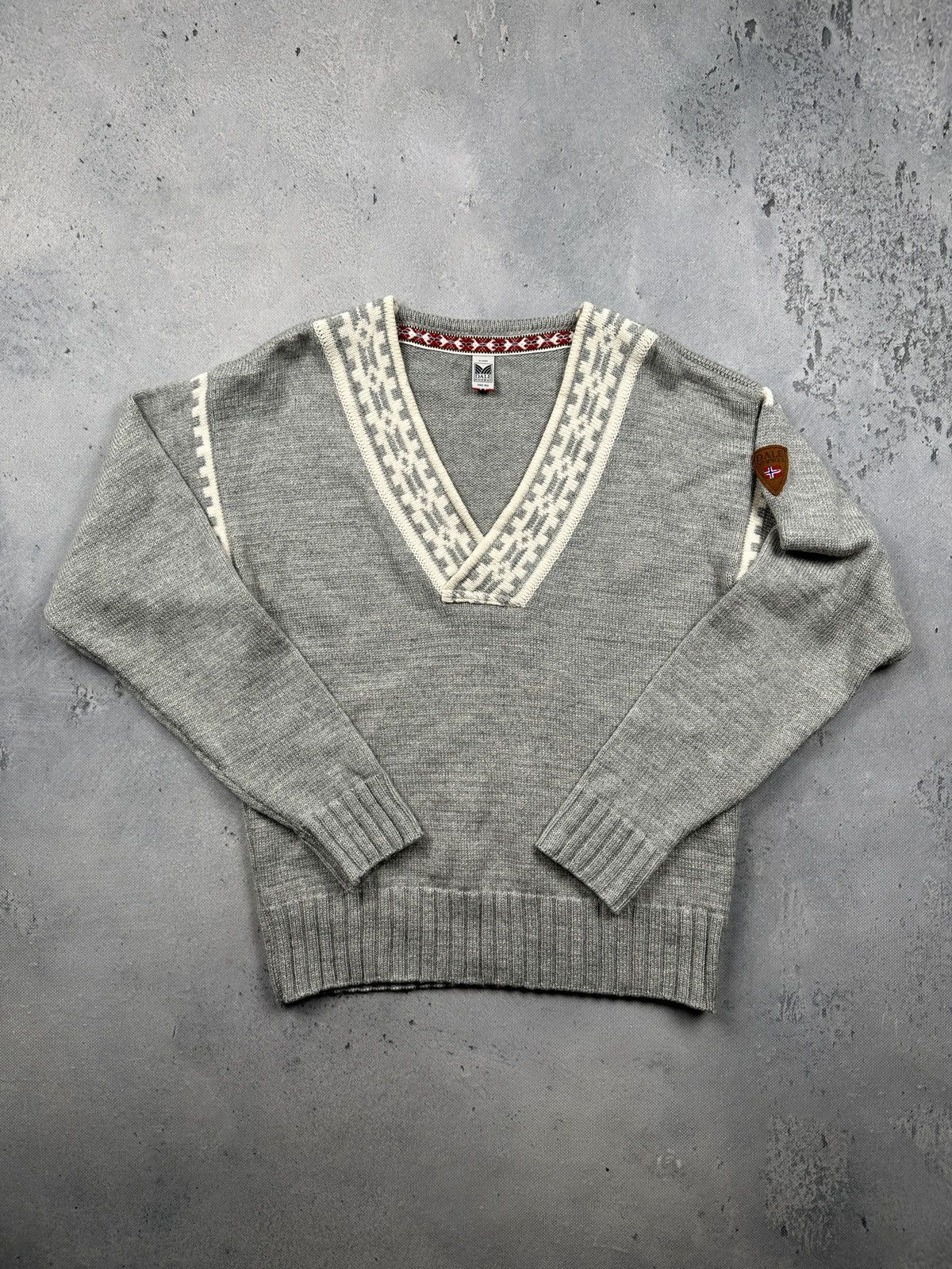 Dale Of Norway Dale Of Norway Grey Wool V Neck Nordic Pattern Knit Sweater Size XL / US 12-14 / IT 48-50 - 1 Thumbnail
